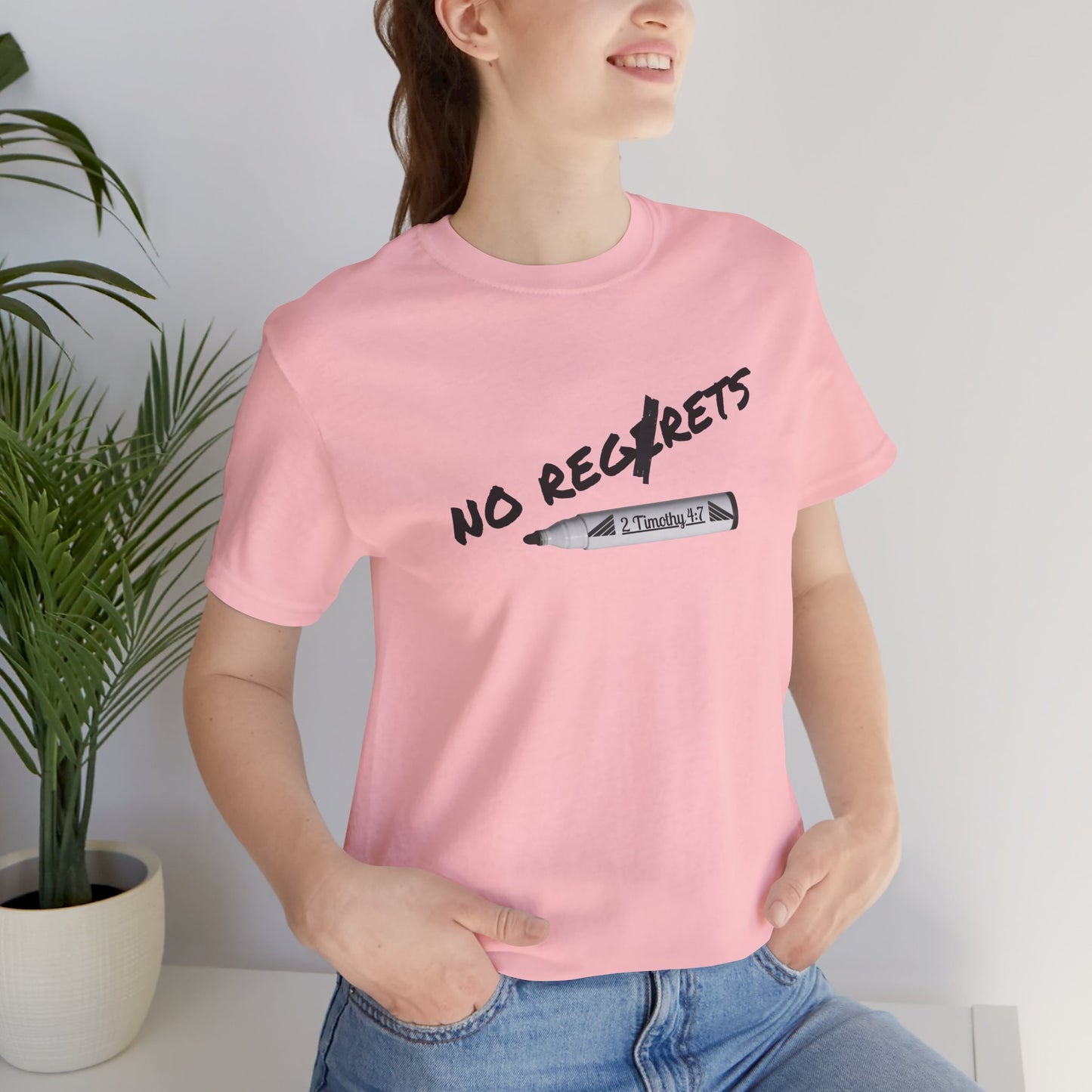 Inspirational Unisex Short Sleeve Tee - No Regrets Design - T-Shirts