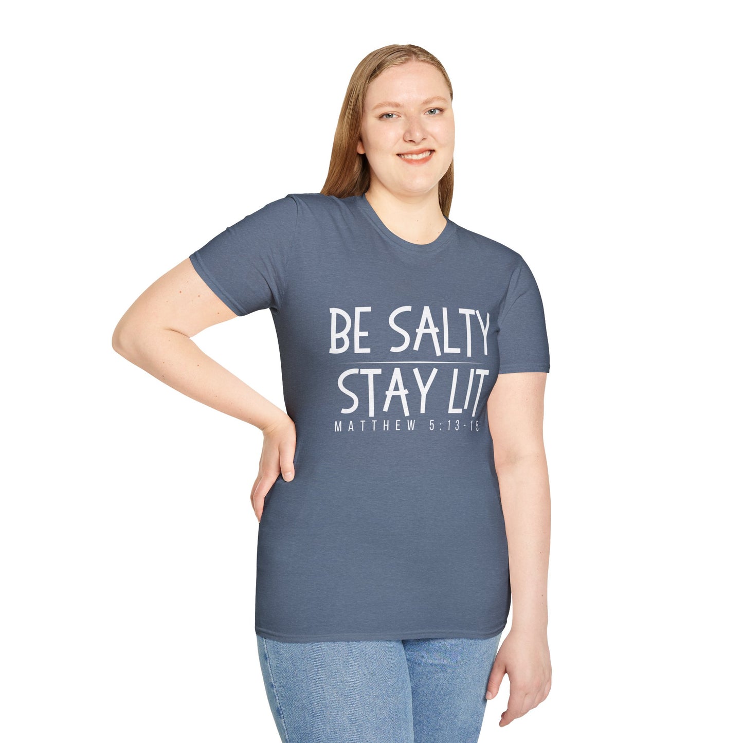 Be Salty Stay Lit - Unisex Softstyle T-Shirt - Vibrant Inspirational Tee