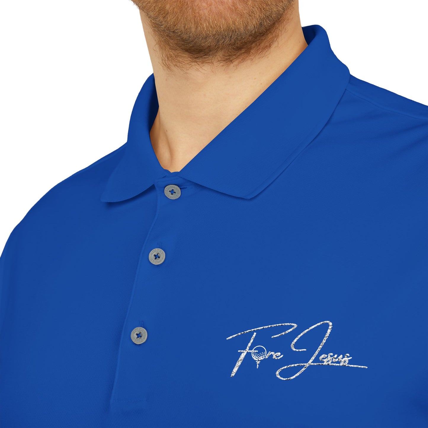 'FORE JESUS' adidas Unisex Performance Polo - Athletic Shirt - Loud Wear - Gold Apparel