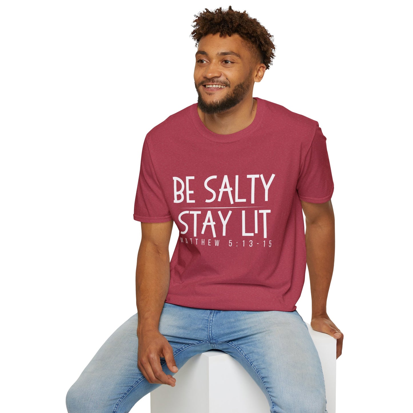 Be Salty Stay Lit - Unisex Softstyle T-Shirt - Vibrant Inspirational Tee
