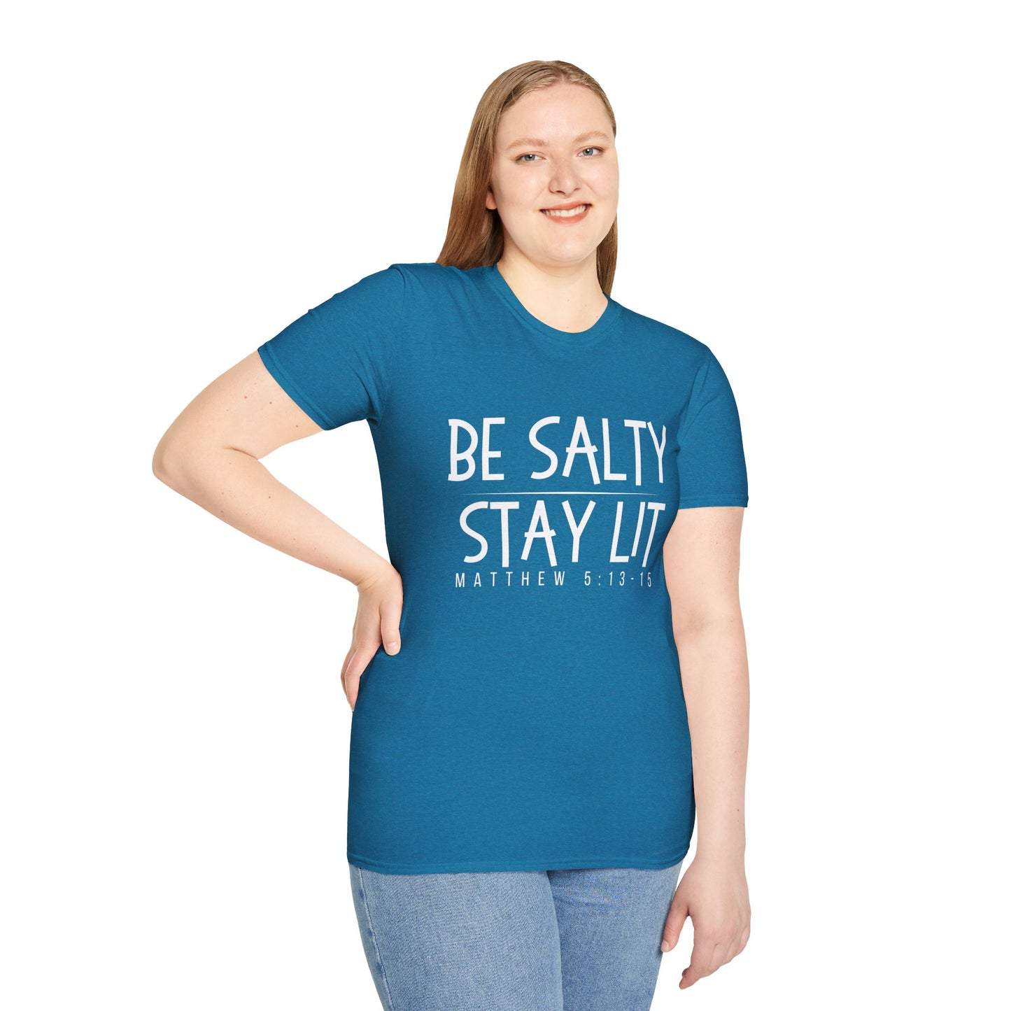 Be Salty Stay Lit - Unisex Softstyle T-Shirt - Vibrant Inspirational Tee