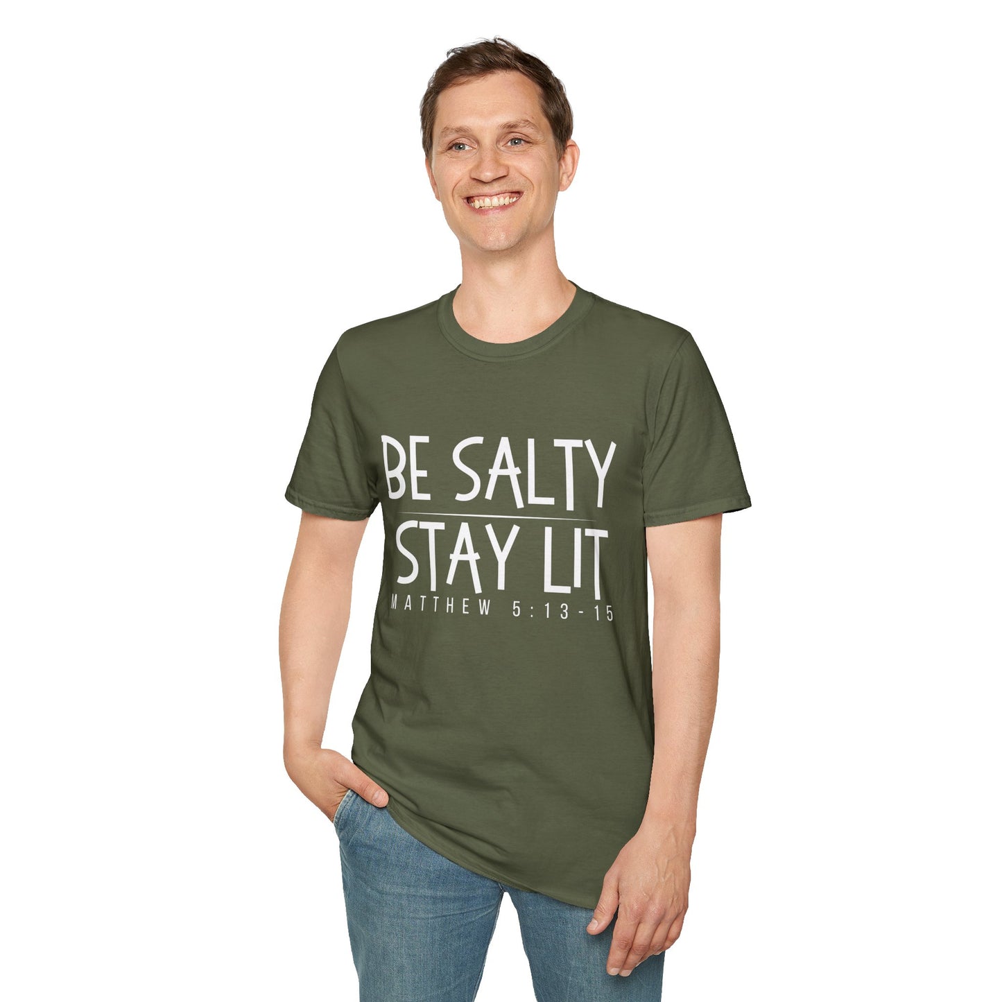 Be Salty Stay Lit - Unisex Softstyle T-Shirt - Vibrant Inspirational Tee