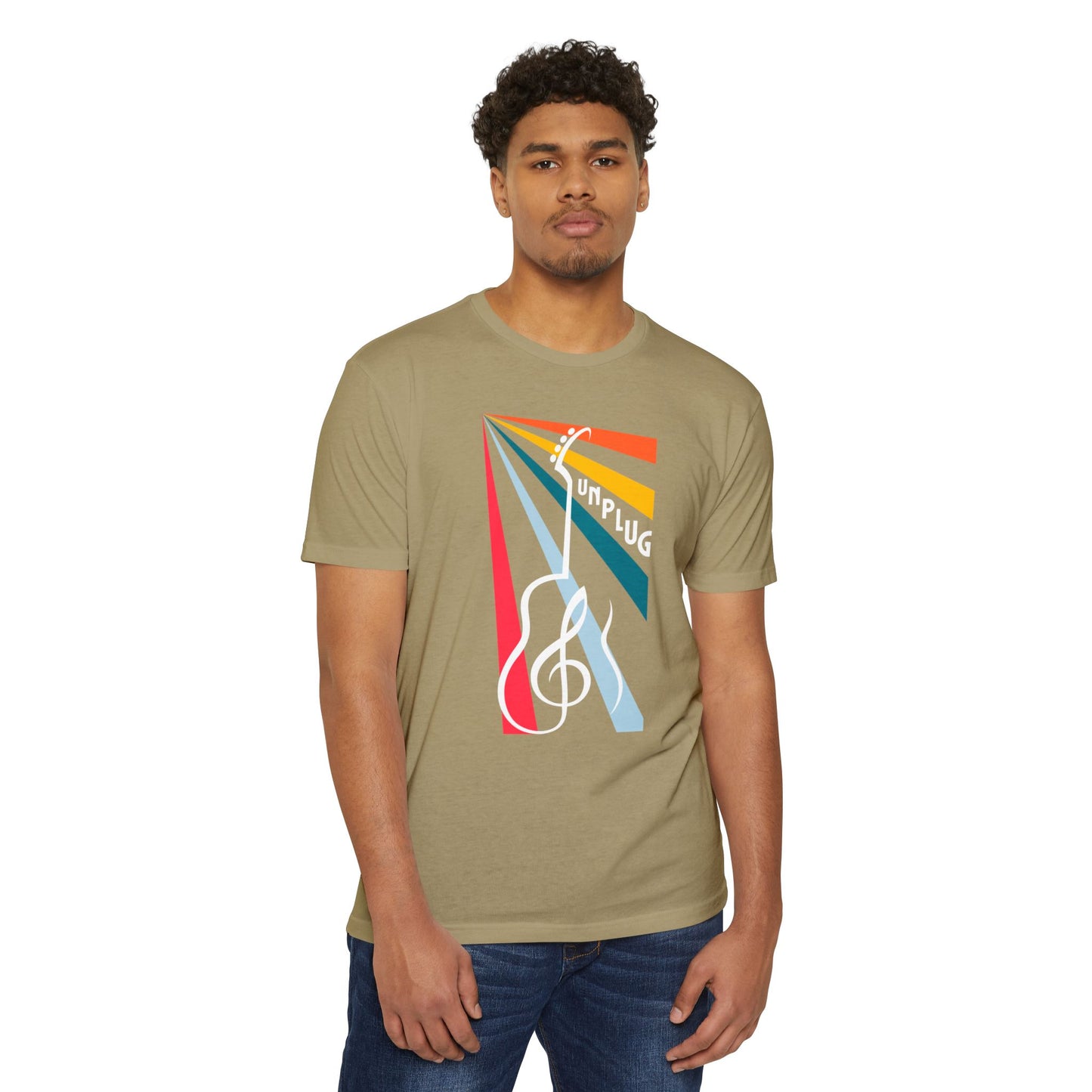 Unplug Guitar Art Unisex CVC Jersey T-shirt - Perfect for Music Lovers