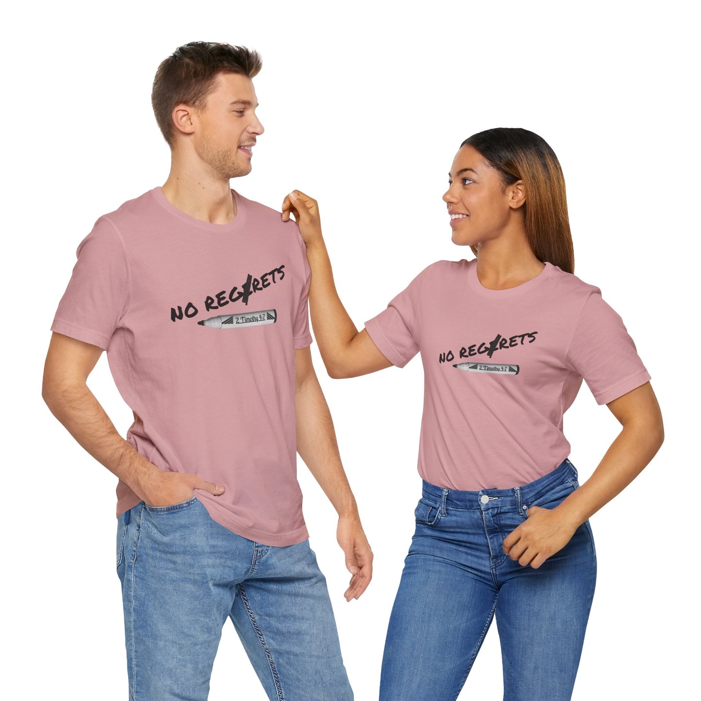 Inspirational Unisex Short Sleeve Tee - No Regrets Design - T-Shirts