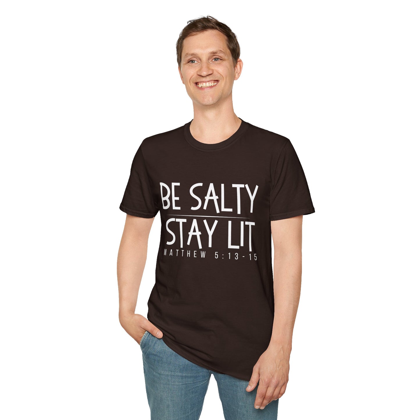 Be Salty Stay Lit - Unisex Softstyle T-Shirt - Vibrant Inspirational Tee