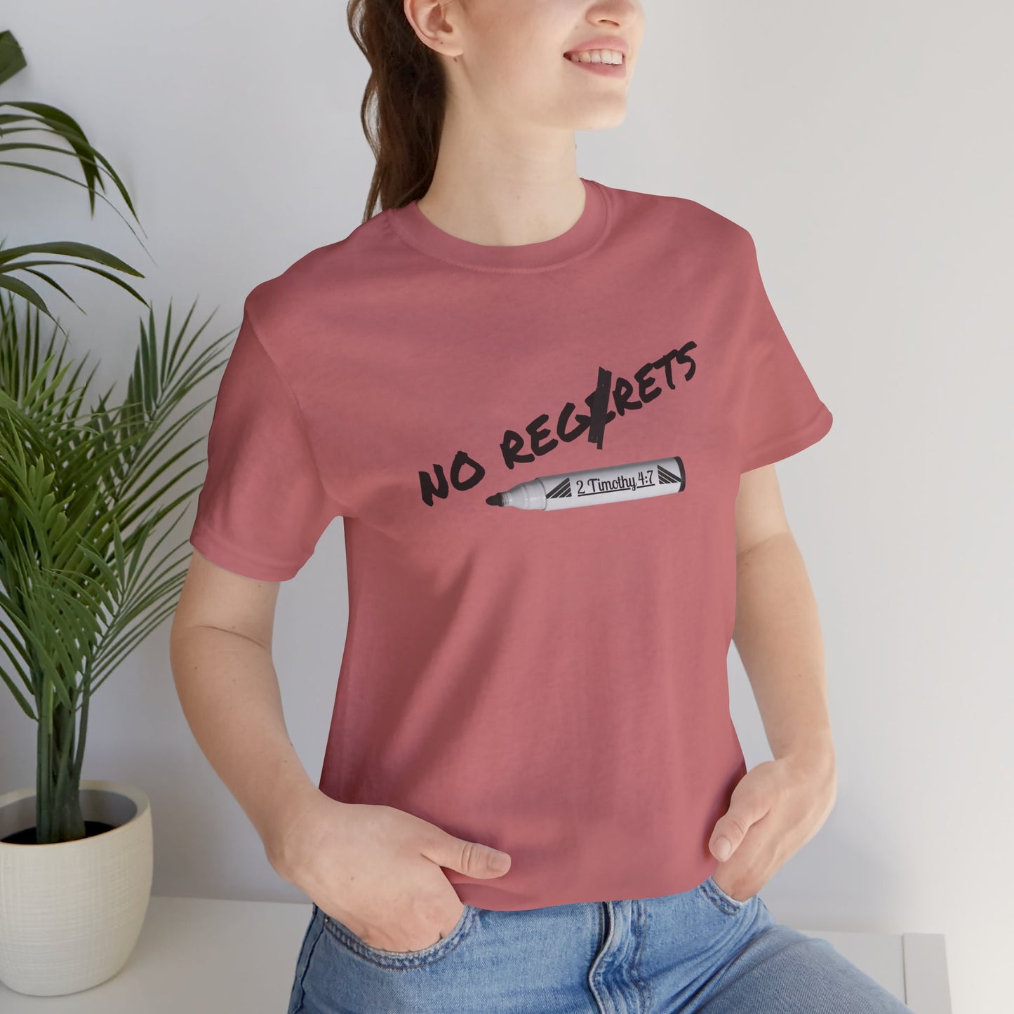 Inspirational Unisex Short Sleeve Tee - No Regrets Design - T-Shirts