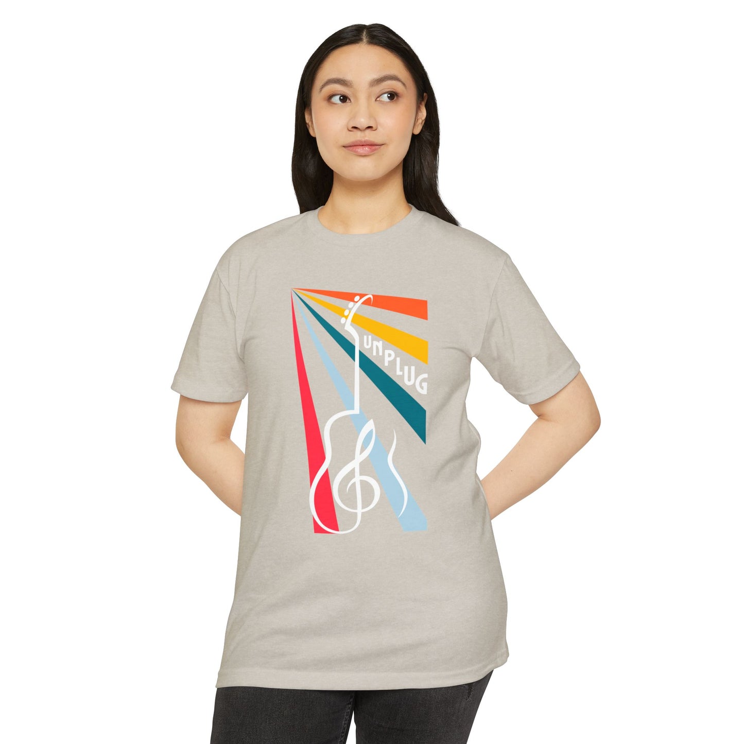 Unplug Guitar Art Unisex CVC Jersey T-shirt - Perfect for Music Lovers