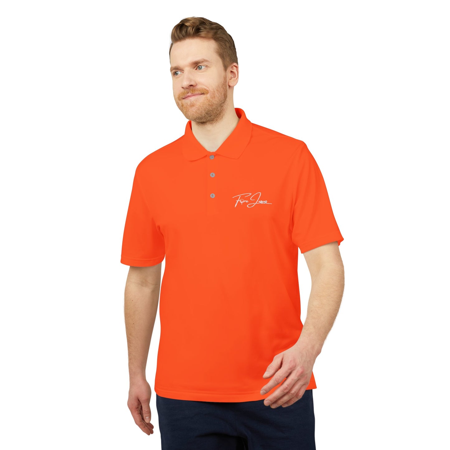 'FORE JESUS' adidas Unisex Performance Polo - Athletic Shirt - Loud Wear - Gold Apparel