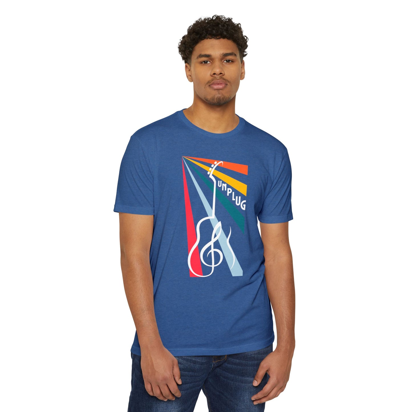 Unplug Guitar Art Unisex CVC Jersey T-shirt - Perfect for Music Lovers