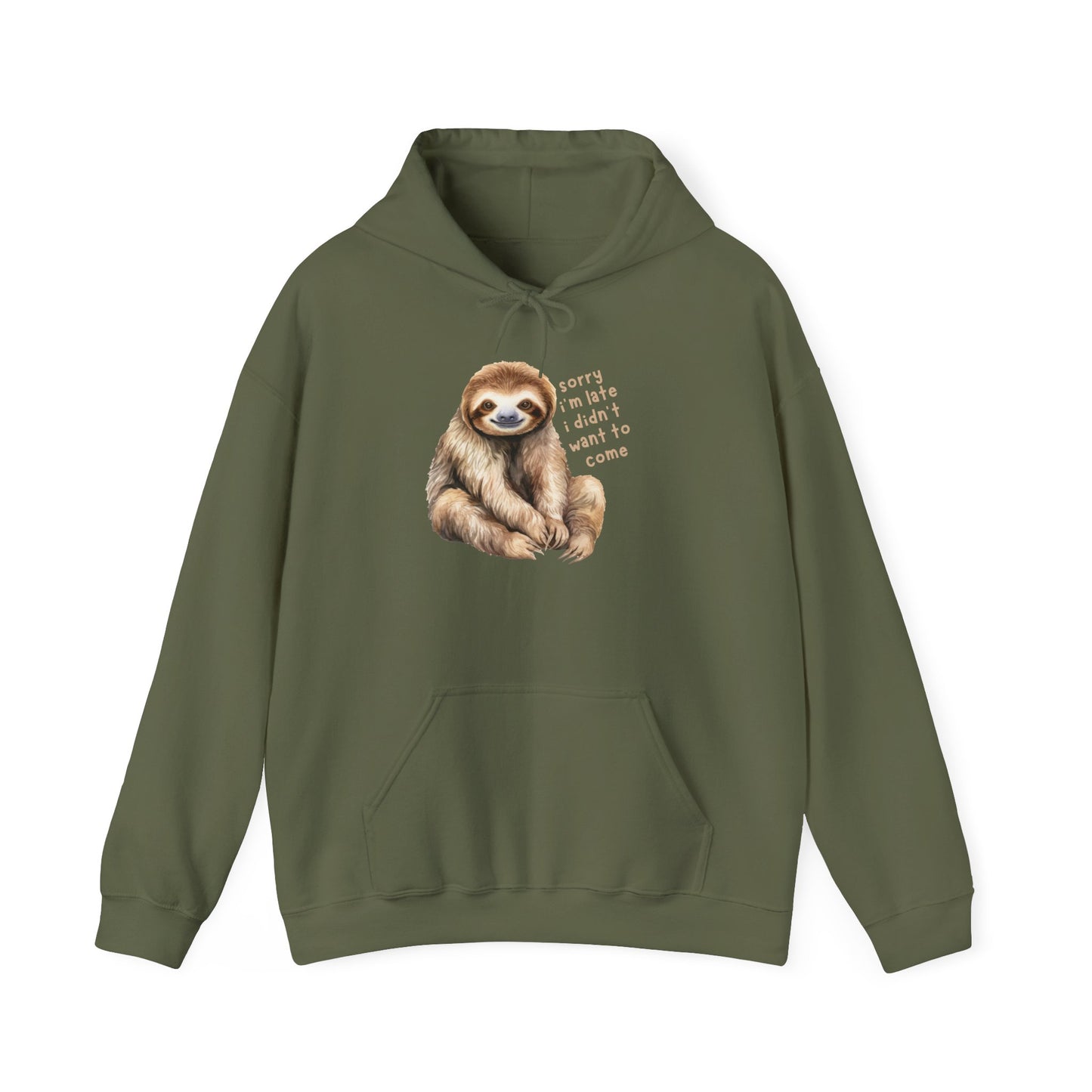 Sloth Hoodie, "Sorry I'm Late.." Sweatshirt, Barnyard Collection, Cozy Pullover, Funny Graphic Jumper, Winter Wear