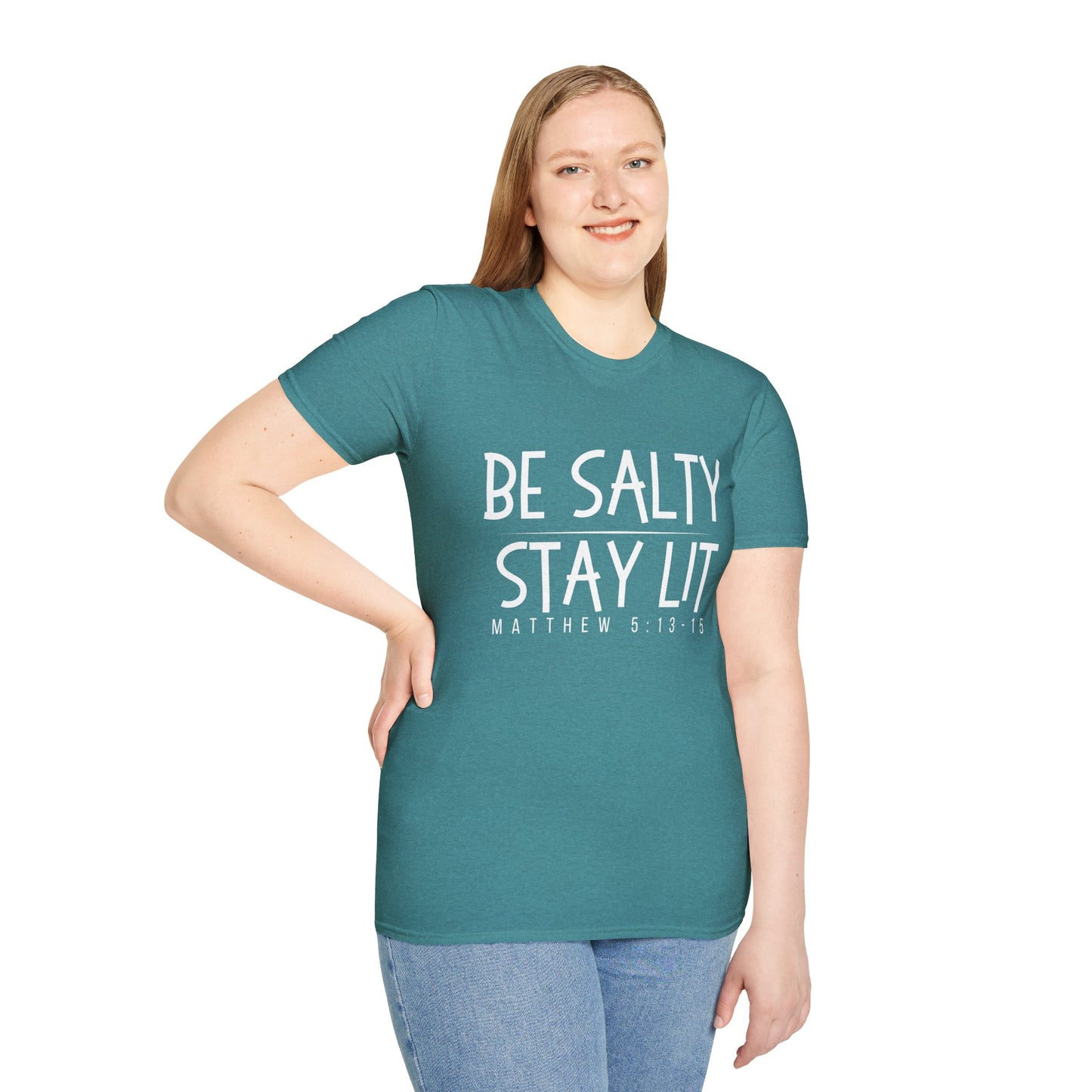 Be Salty Stay Lit - Unisex Softstyle T-Shirt - Vibrant Inspirational Tee
