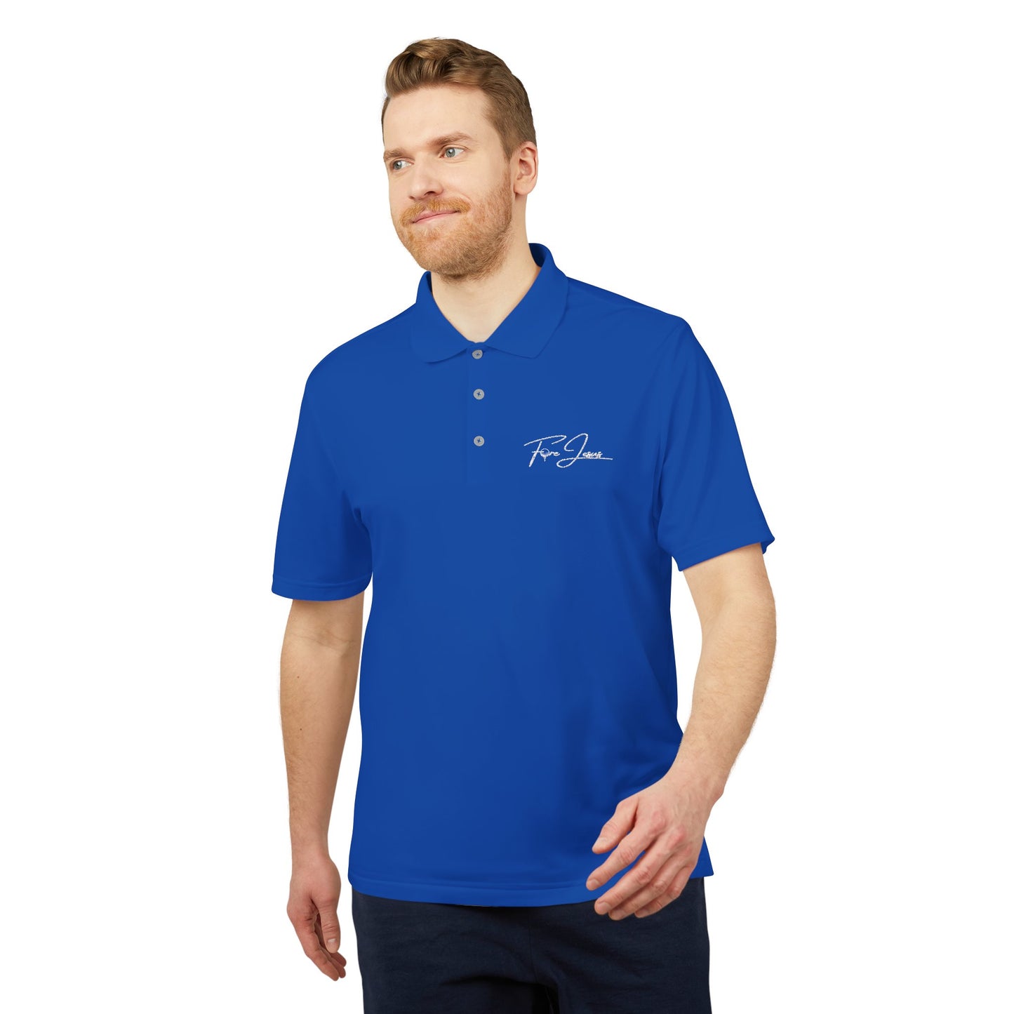 'FORE JESUS' adidas Unisex Performance Polo - Athletic Shirt - Loud Wear - Gold Apparel