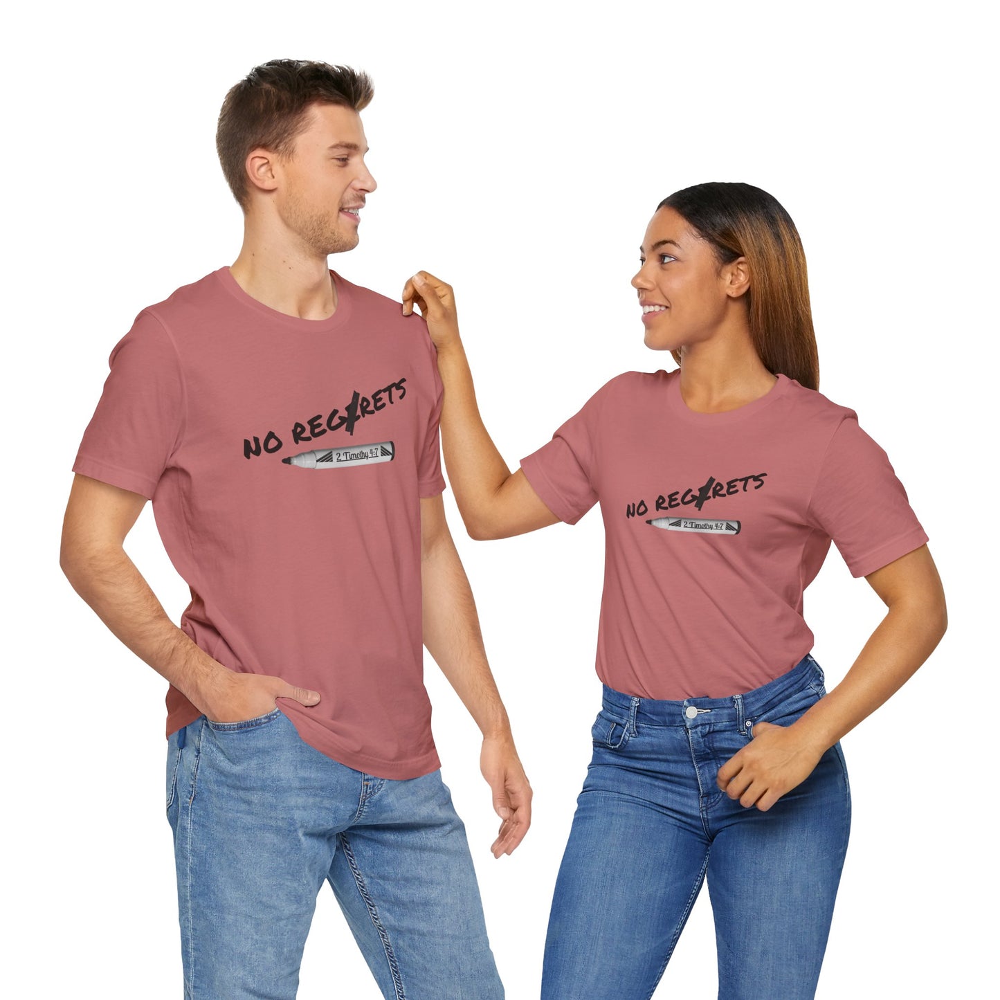 Inspirational Unisex Short Sleeve Tee - No Regrets Design - T-Shirts