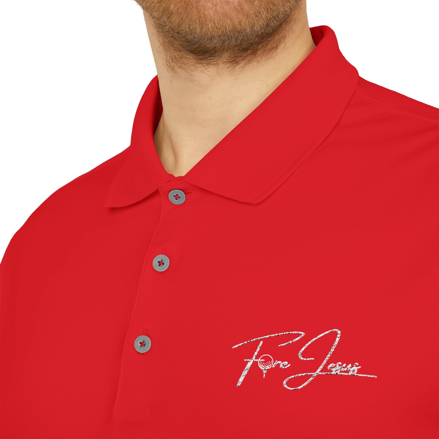 'FORE JESUS' adidas Unisex Performance Polo - Athletic Shirt - Loud Wear - Gold Apparel