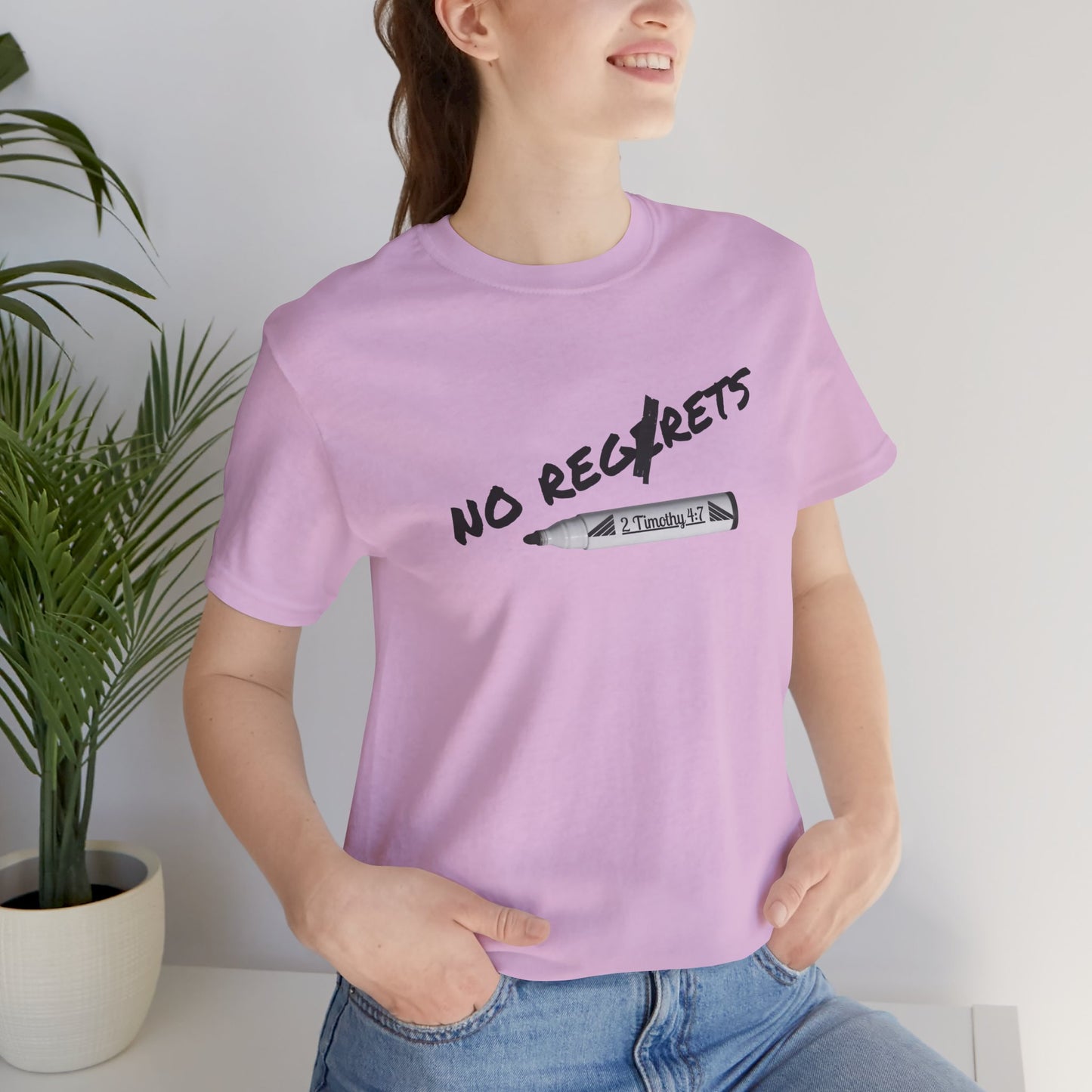 Inspirational Unisex Short Sleeve Tee - No Regrets Design - T-Shirts