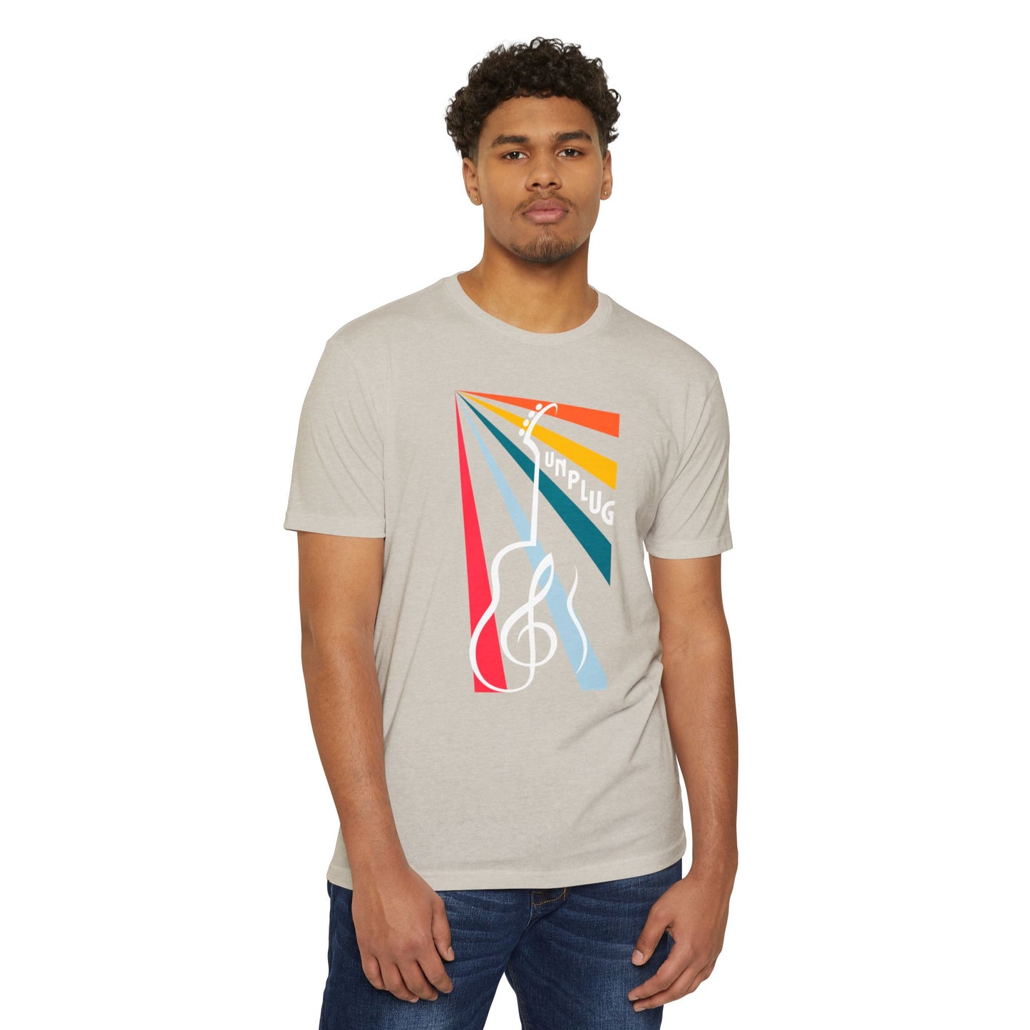 Unplug Guitar Art Unisex CVC Jersey T-shirt - Perfect for Music Lovers