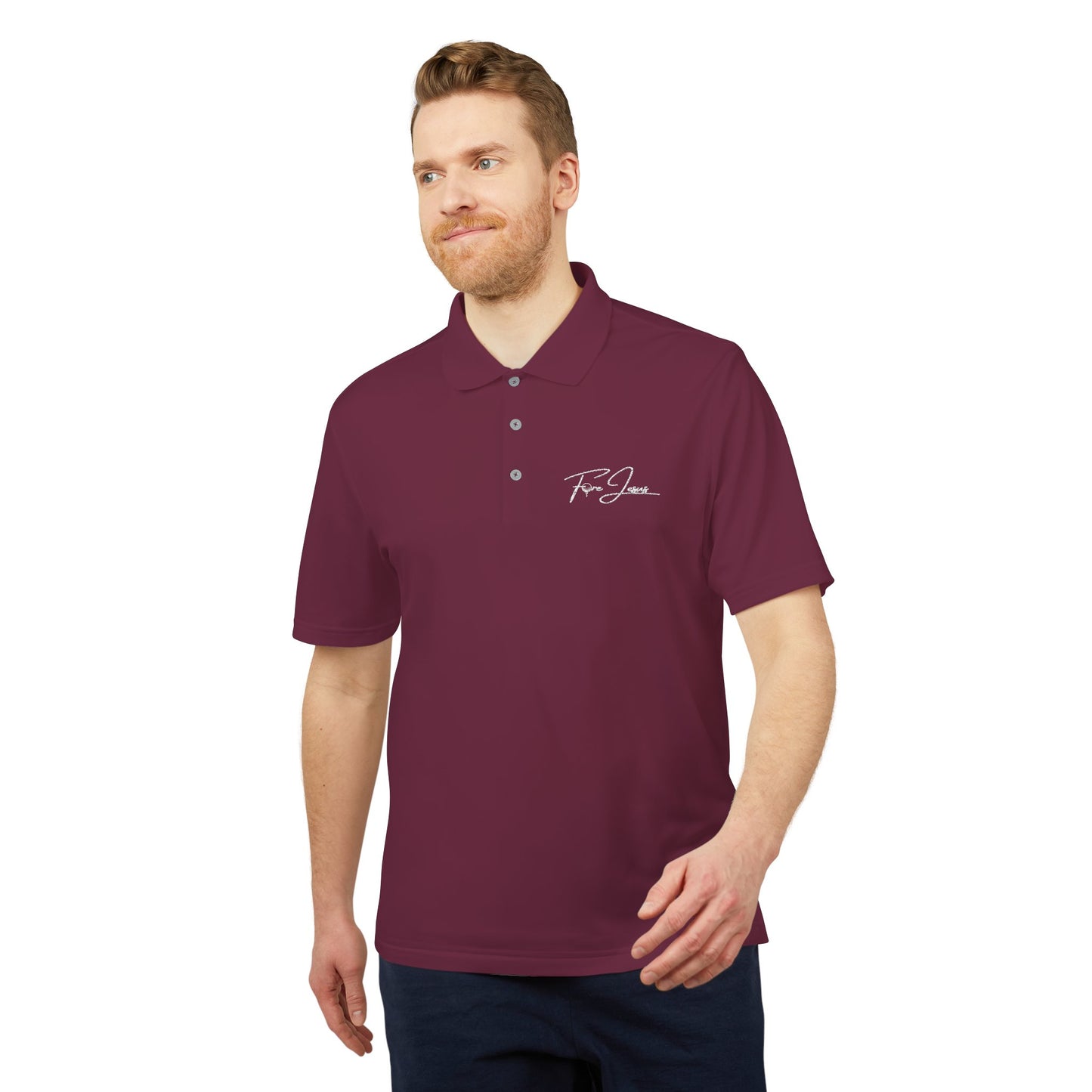 'FORE JESUS' adidas Unisex Performance Polo - Athletic Shirt - Loud Wear - Gold Apparel