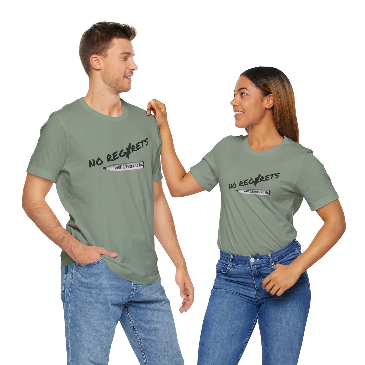 Inspirational Unisex Short Sleeve Tee - No Regrets Design - T-Shirts