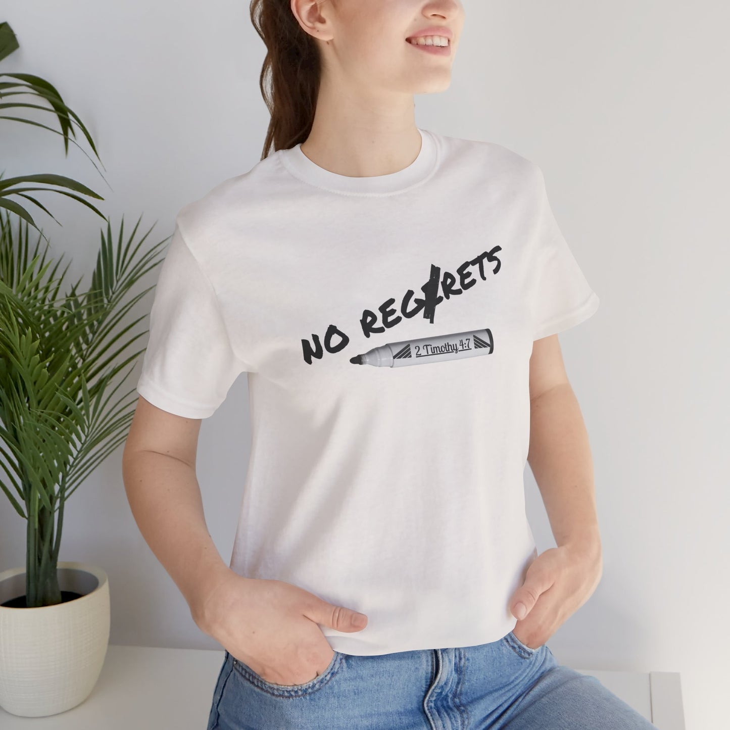 Inspirational Unisex Short Sleeve Tee - No Regrets Design - T-Shirts