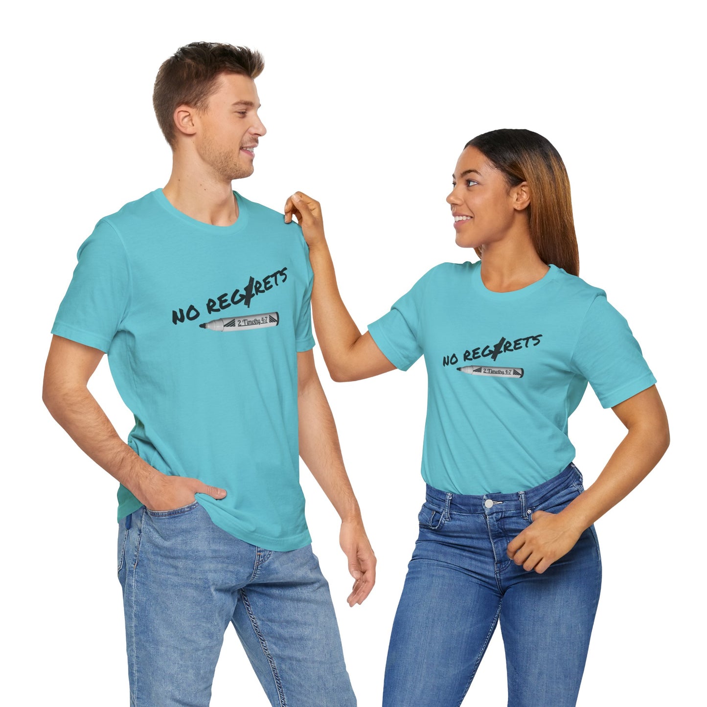 Inspirational Unisex Short Sleeve Tee - No Regrets Design - T-Shirts