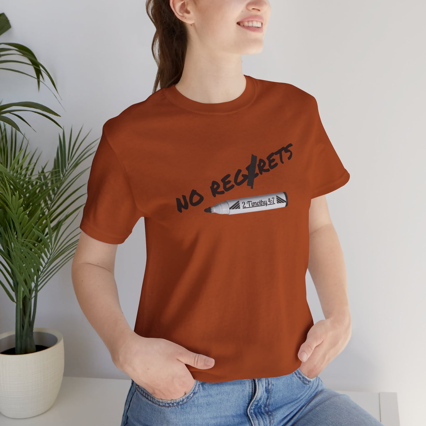Inspirational Unisex Short Sleeve Tee - No Regrets Design - T-Shirts