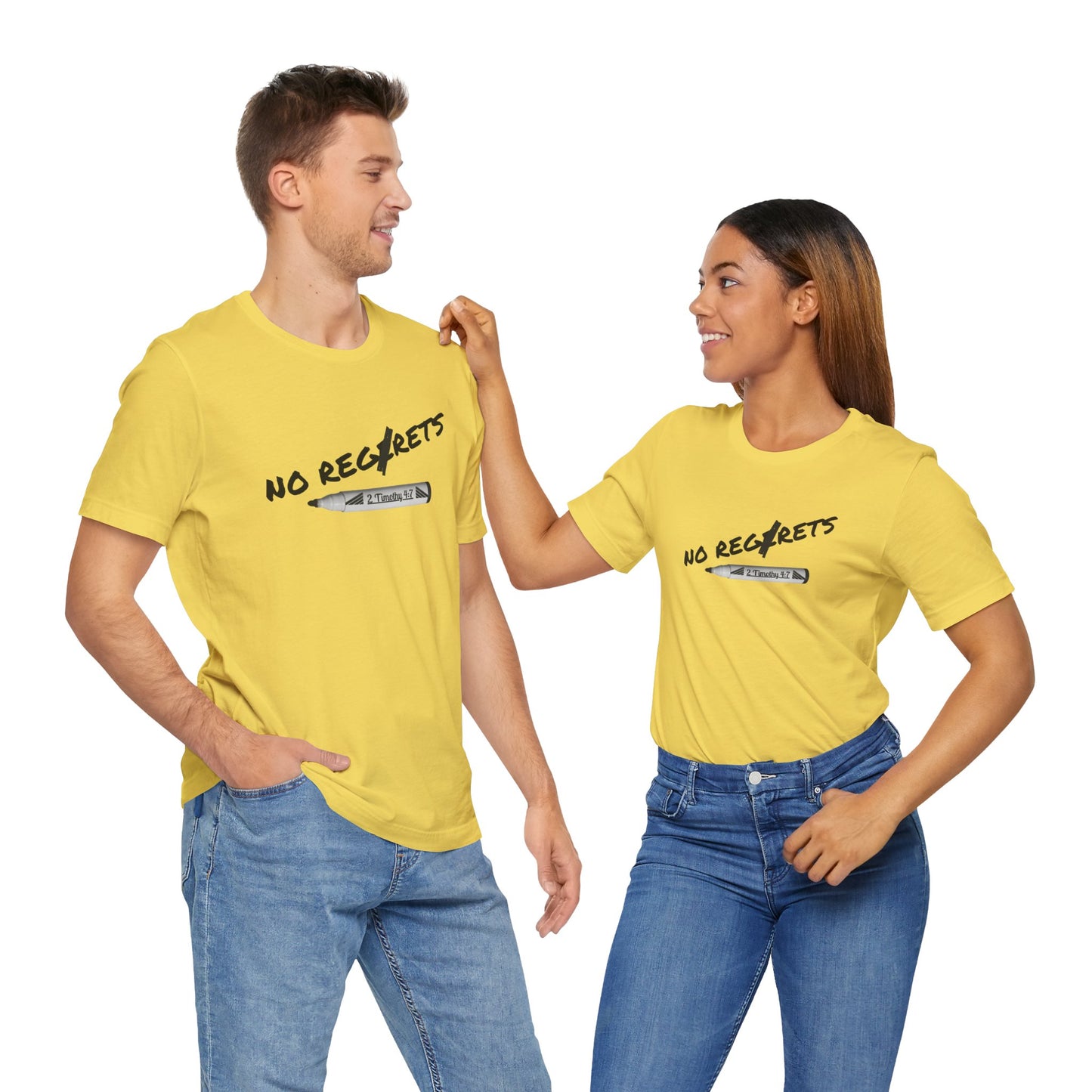 Inspirational Unisex Short Sleeve Tee - No Regrets Design - T-Shirts