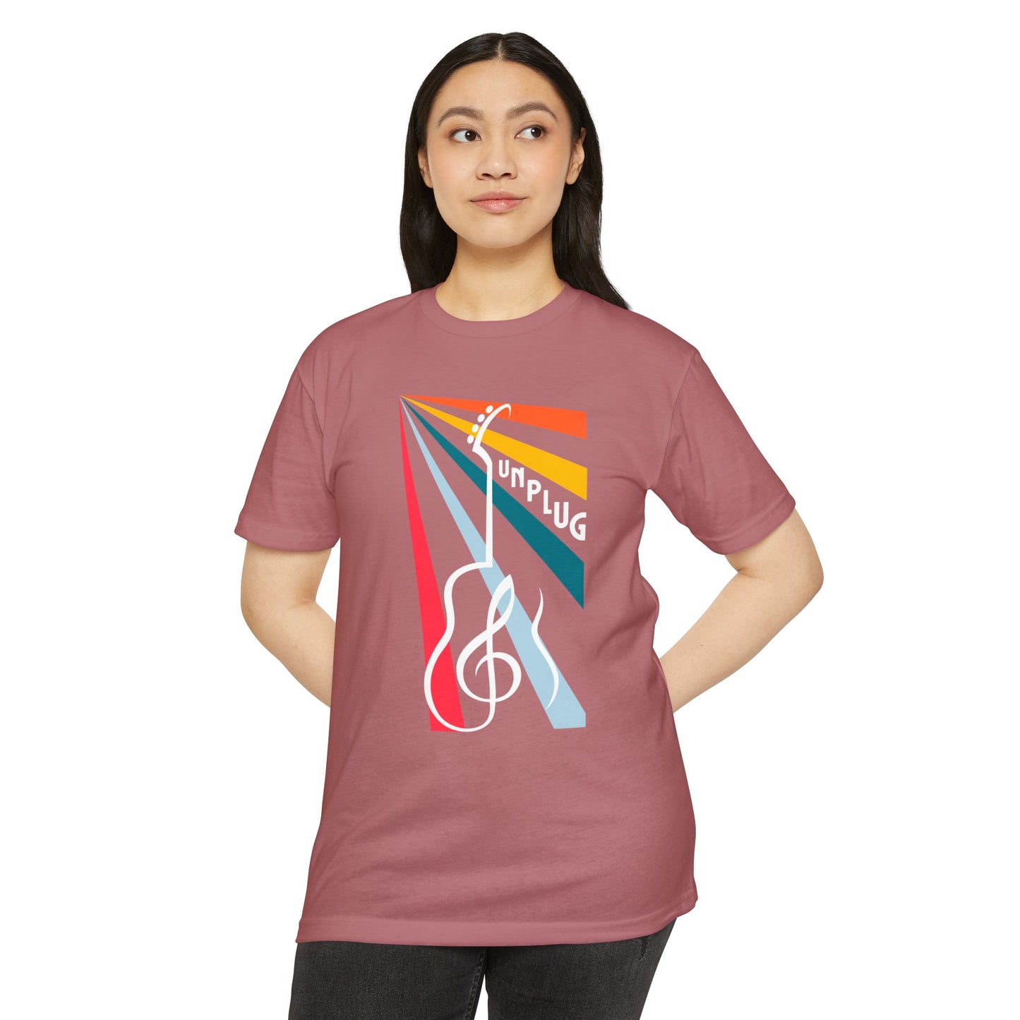 Unplug Guitar Art Unisex CVC Jersey T-shirt - Perfect for Music Lovers