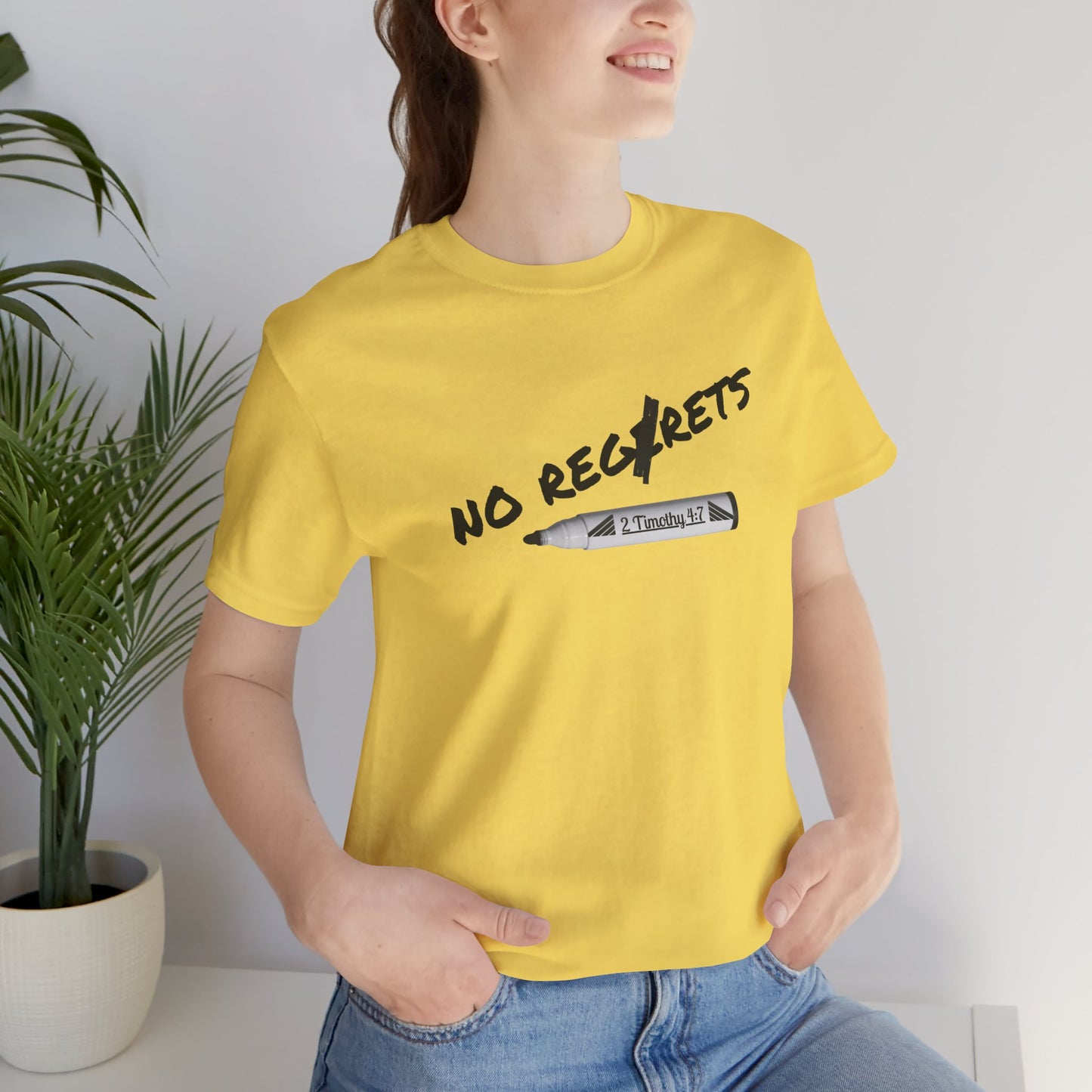 Inspirational Unisex Short Sleeve Tee - No Regrets Design - T-Shirts