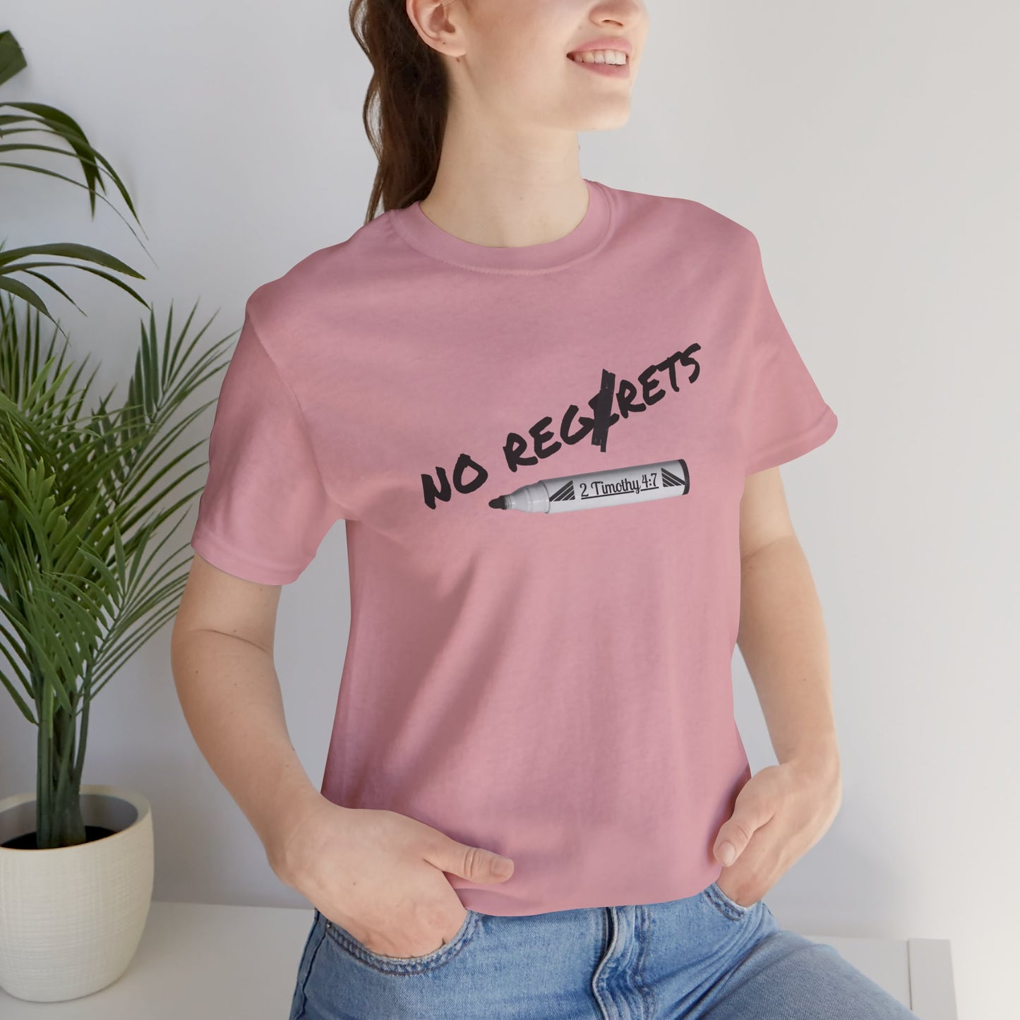 Inspirational Unisex Short Sleeve Tee - No Regrets Design - T-Shirts