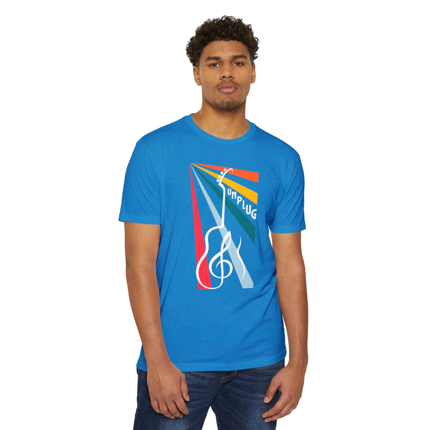 Unplug Guitar Art Unisex CVC Jersey T-shirt - Perfect for Music Lovers
