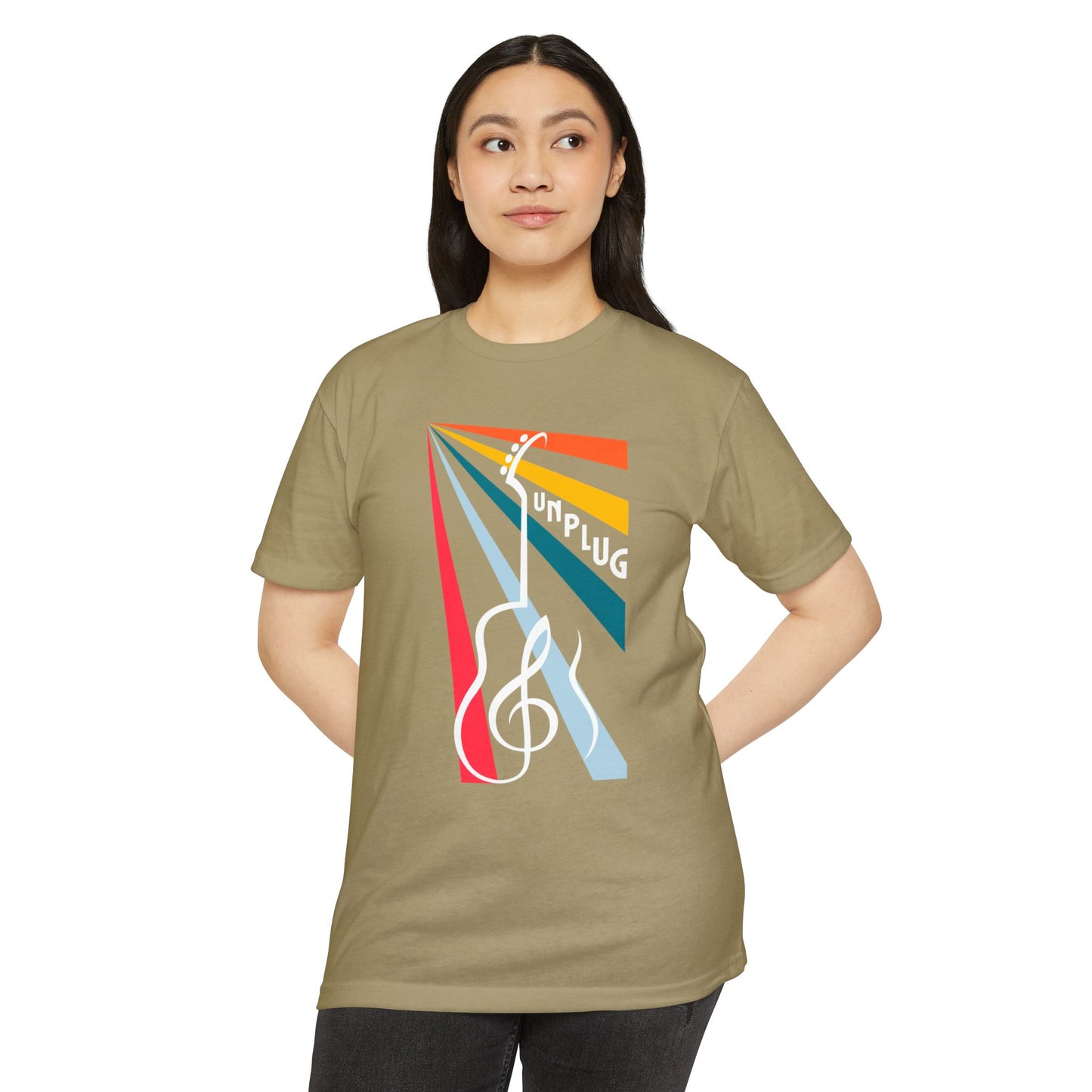 Unplug Guitar Art Unisex CVC Jersey T-shirt - Perfect for Music Lovers