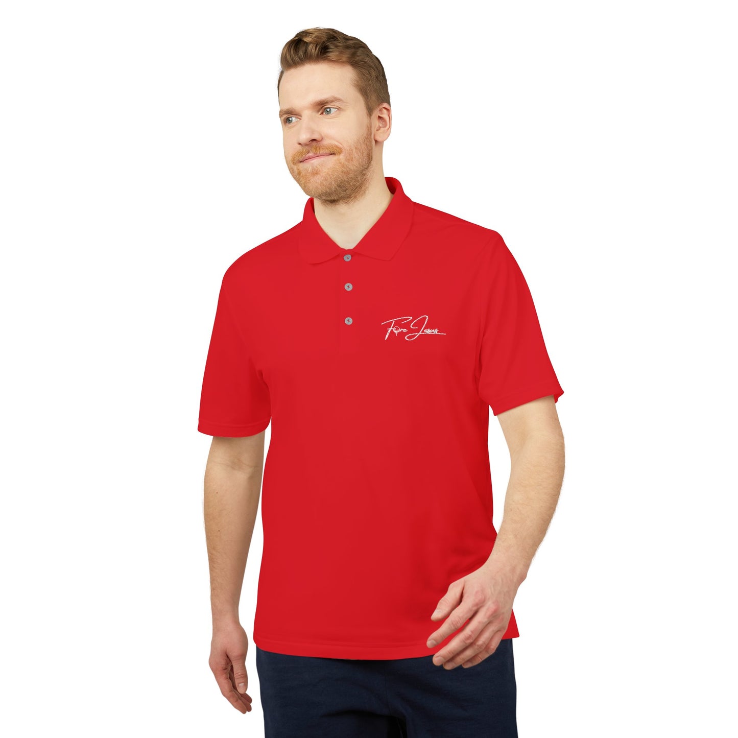 'FORE JESUS' adidas Unisex Performance Polo - Athletic Shirt - Loud Wear - Gold Apparel