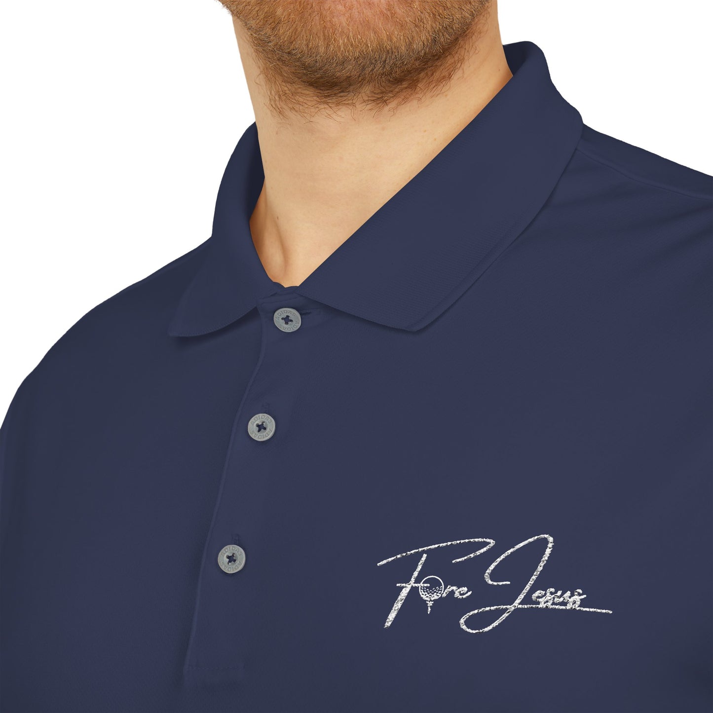 'FORE JESUS' adidas Unisex Performance Polo - Athletic Shirt - Loud Wear - Gold Apparel