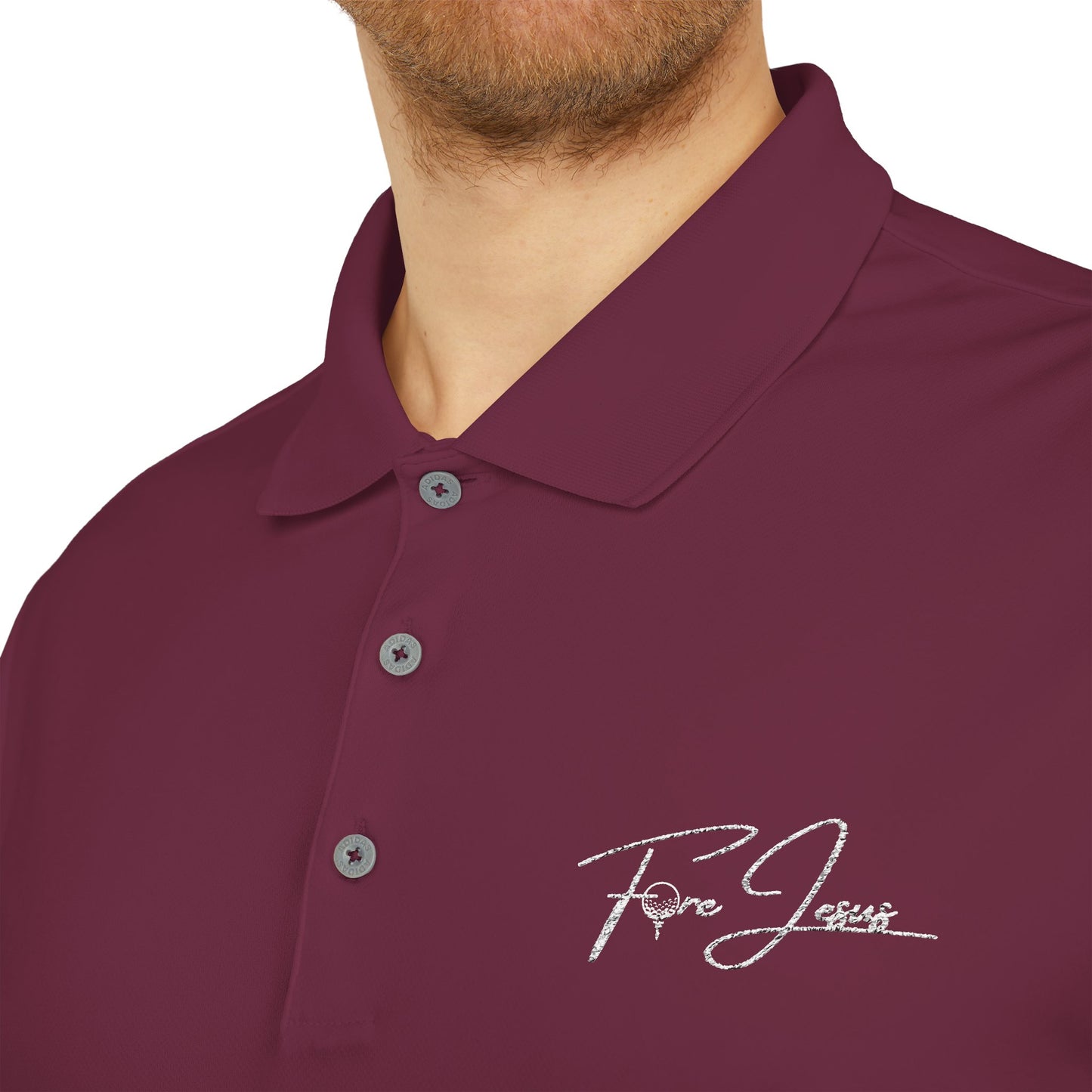 'FORE JESUS' adidas Unisex Performance Polo - Athletic Shirt - Loud Wear - Gold Apparel