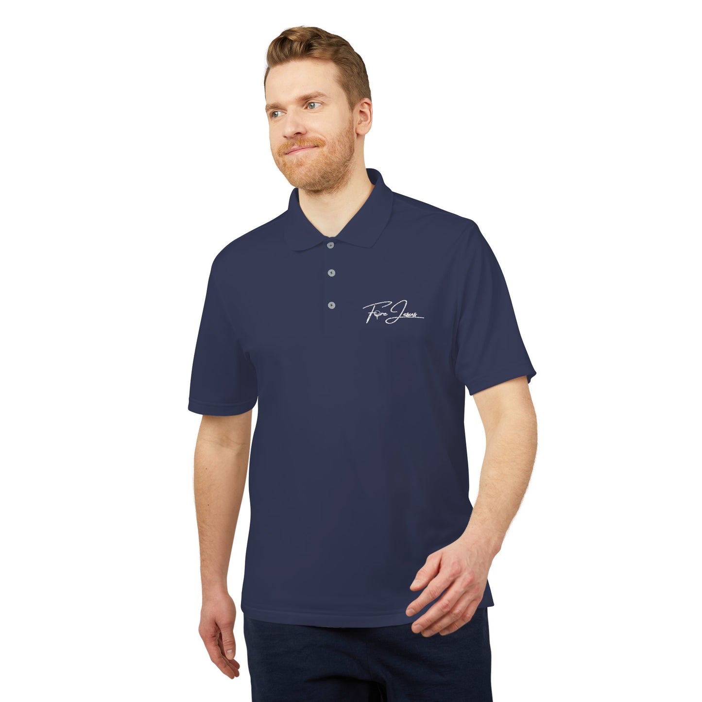 'FORE JESUS' adidas Unisex Performance Polo - Athletic Shirt - Loud Wear - Gold Apparel