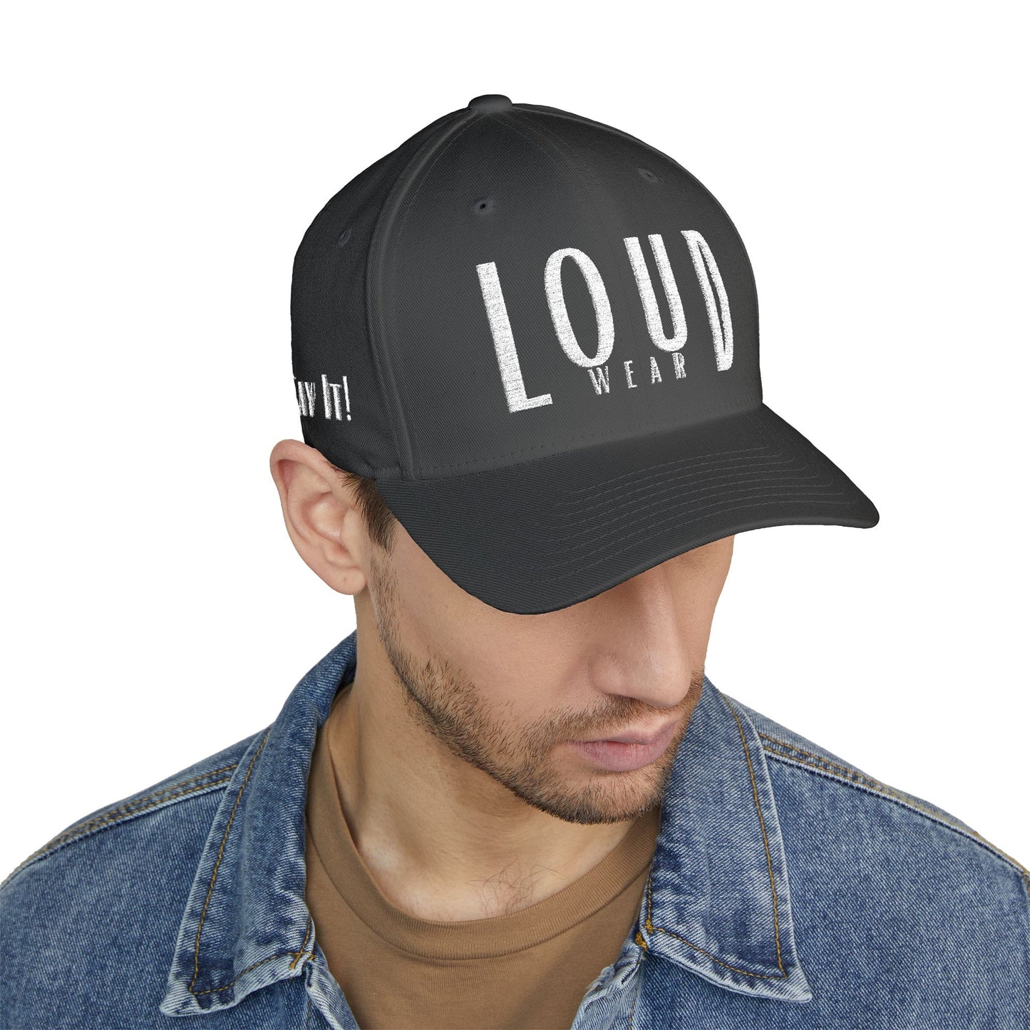 Loud Wear - Say It Be It! -Print All Over Embroidered Cap - Stylish Closed-Back Hat for Trendsetters