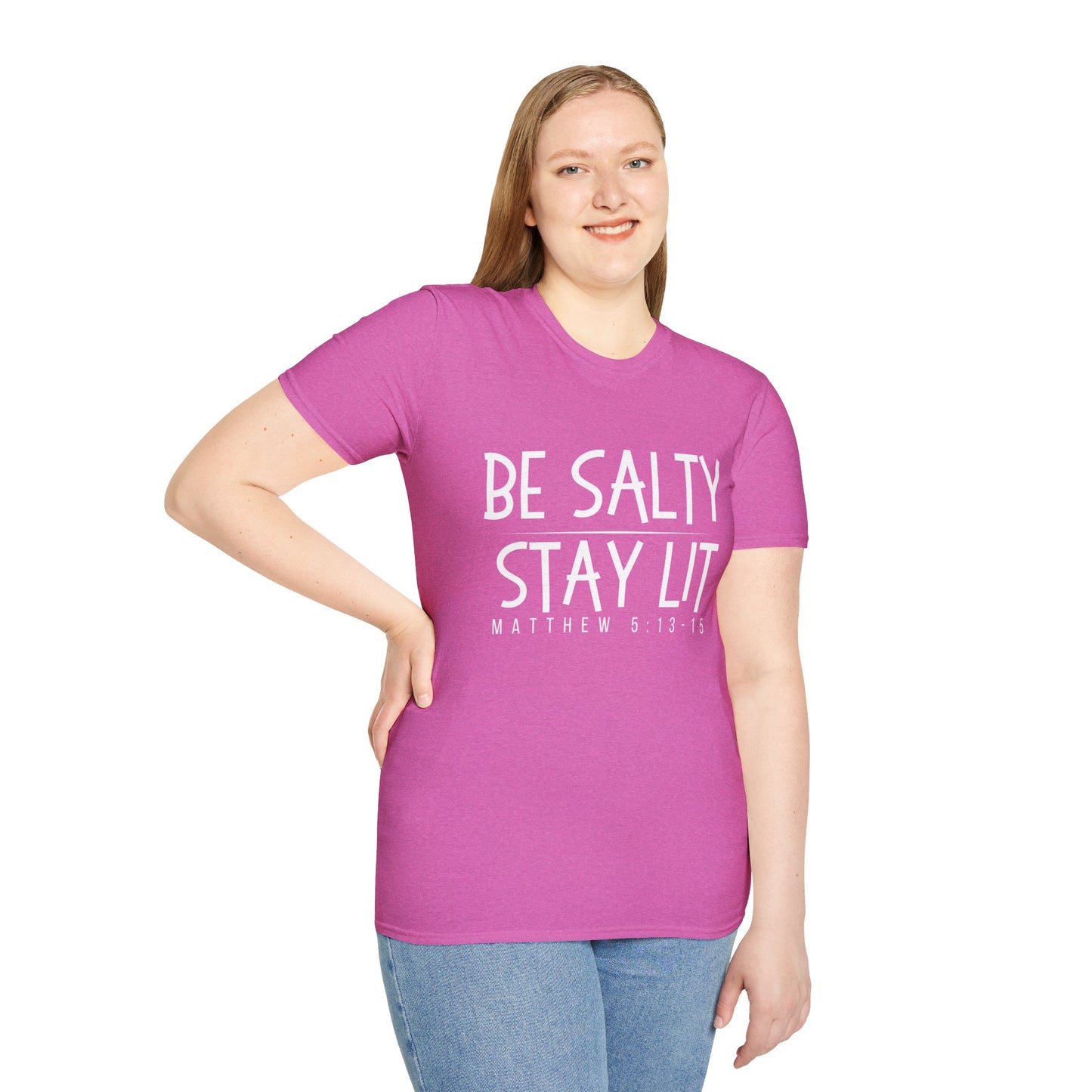 Be Salty Stay Lit - Unisex Softstyle T-Shirt - Vibrant Inspirational Tee