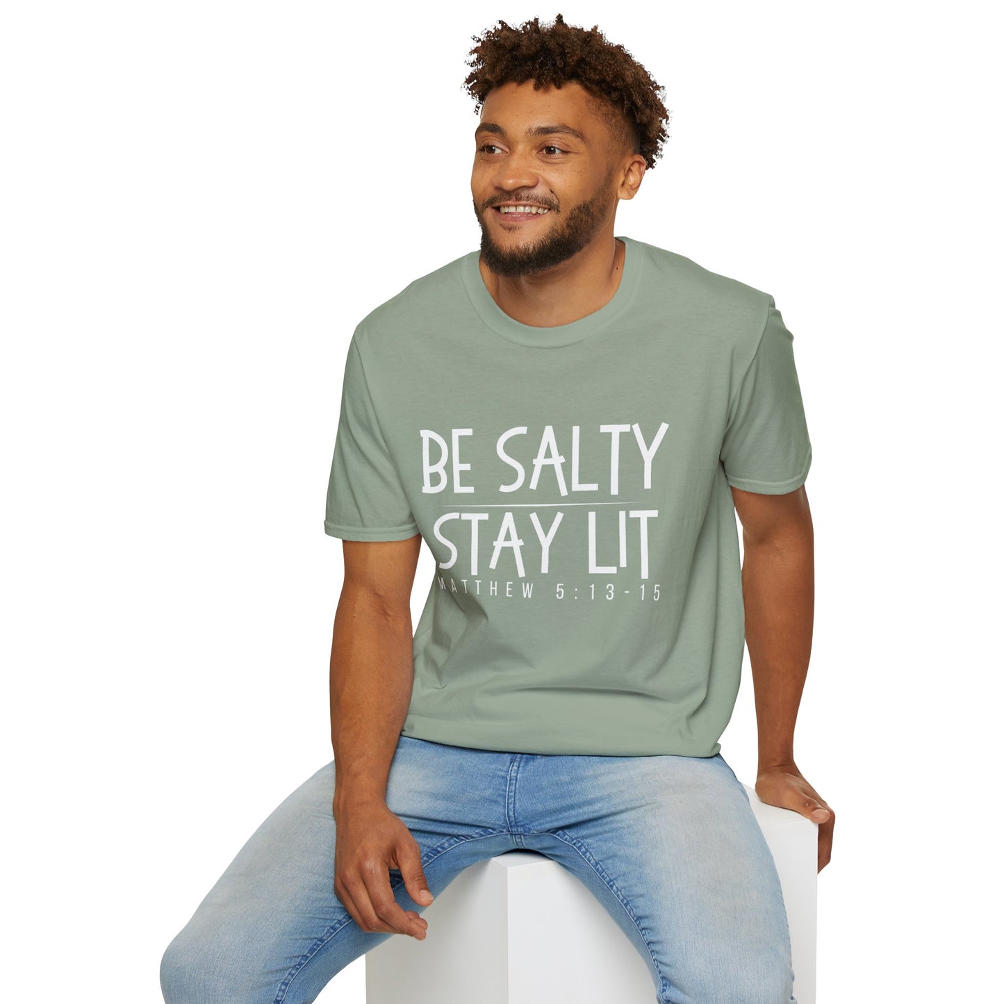 Be Salty Stay Lit - Unisex Softstyle T-Shirt - Vibrant Inspirational Tee