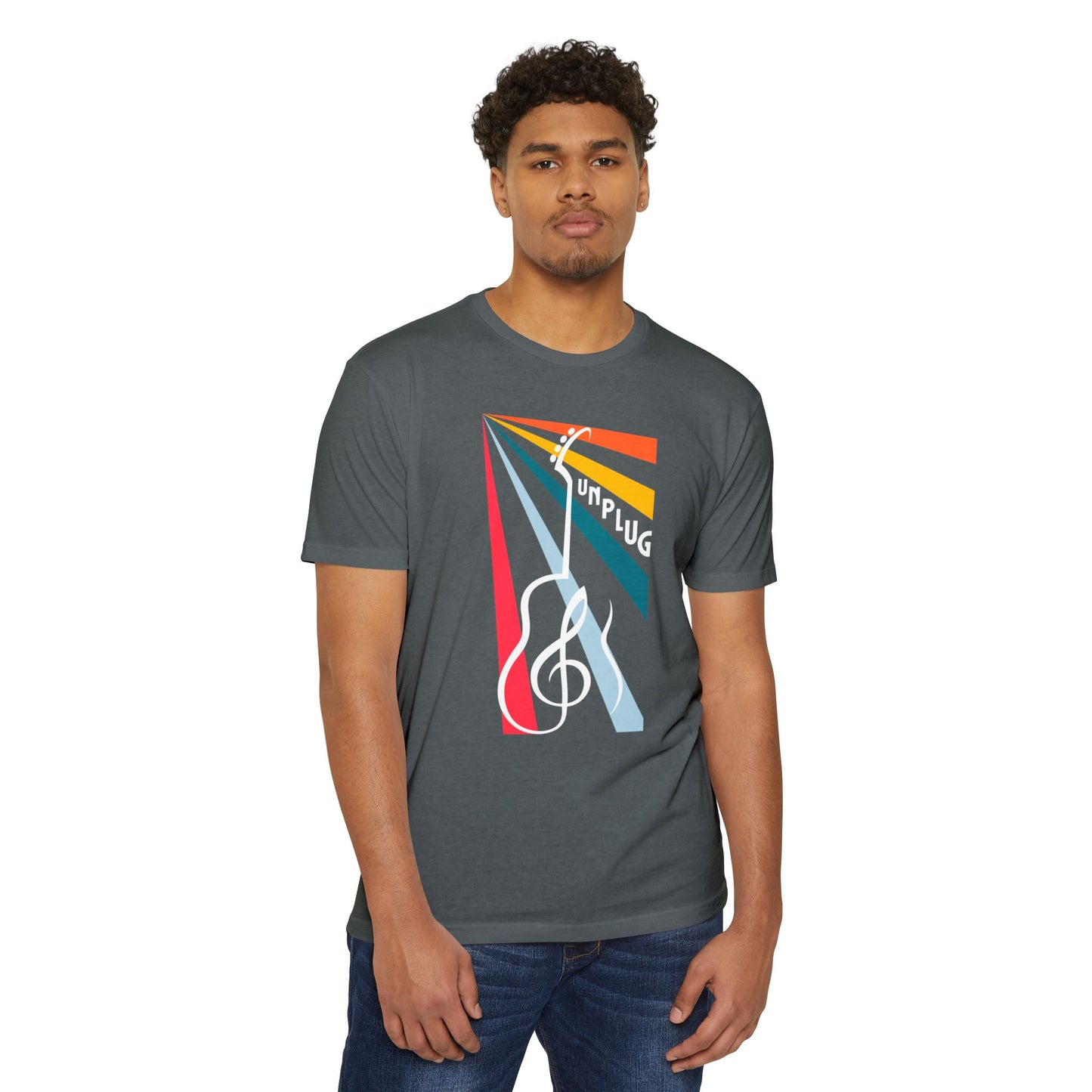 Unplug Guitar Art Unisex CVC Jersey T-shirt - Perfect for Music Lovers