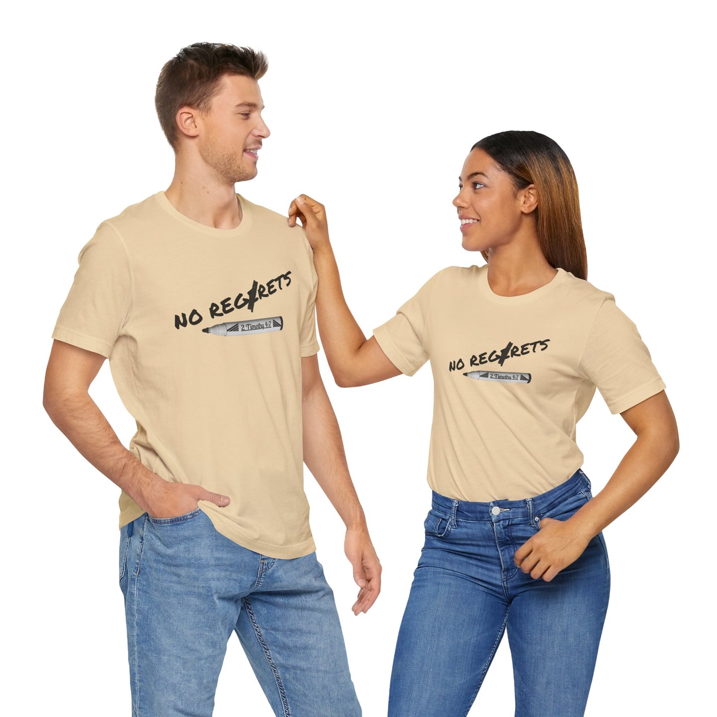 Inspirational Unisex Short Sleeve Tee - No Regrets Design - T-Shirts