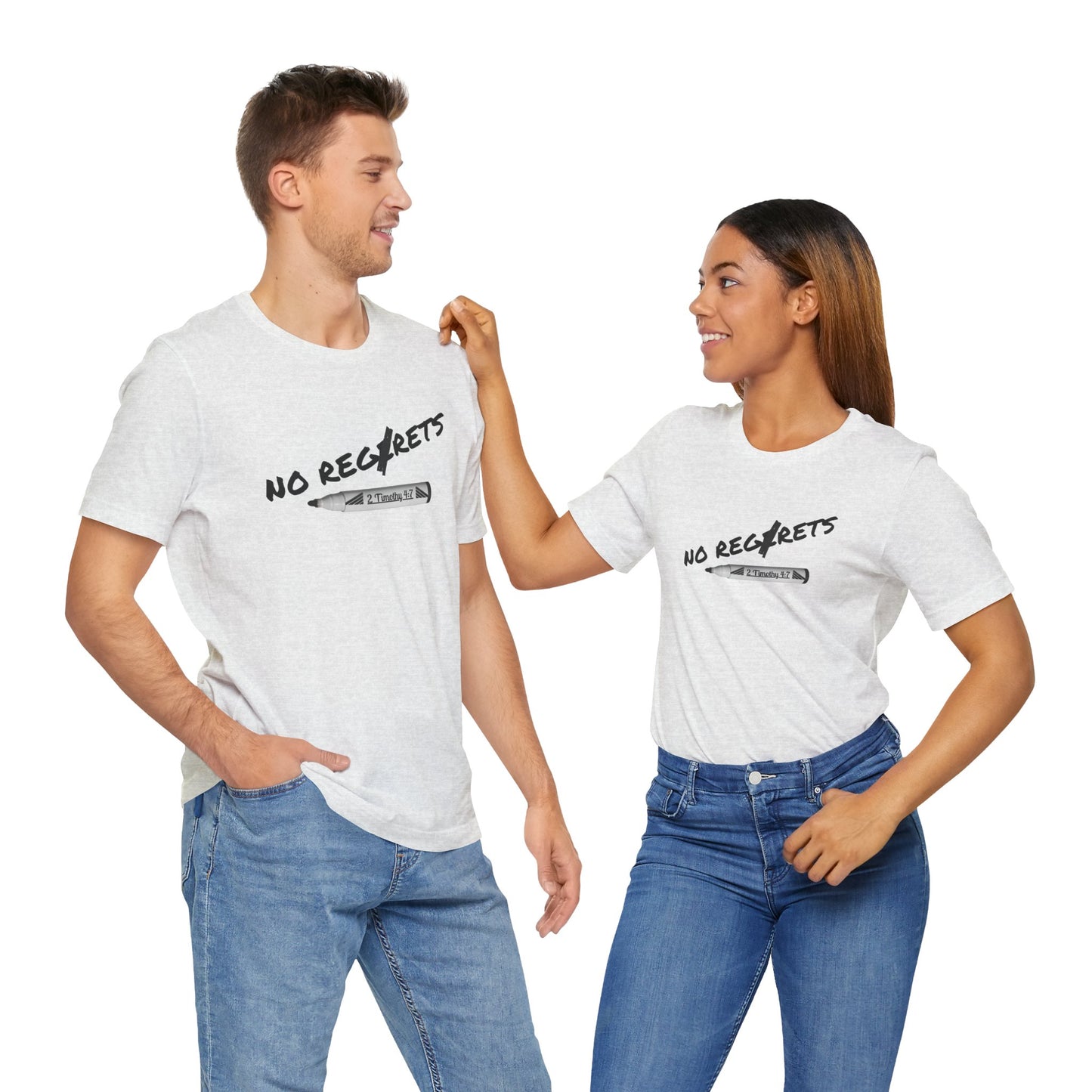 Inspirational Unisex Short Sleeve Tee - No Regrets Design - T-Shirts