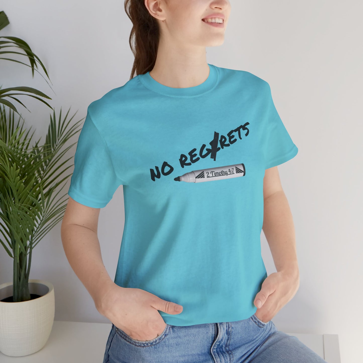 Inspirational Unisex Short Sleeve Tee - No Regrets Design - T-Shirts