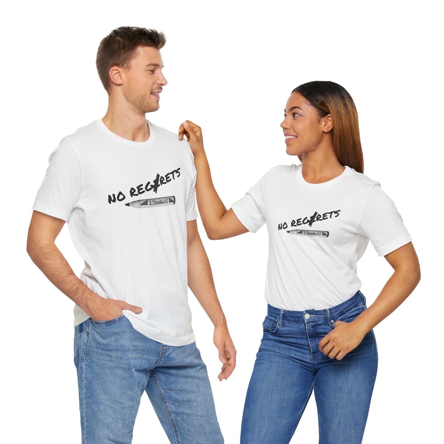 Inspirational Unisex Short Sleeve Tee - No Regrets Design - T-Shirts
