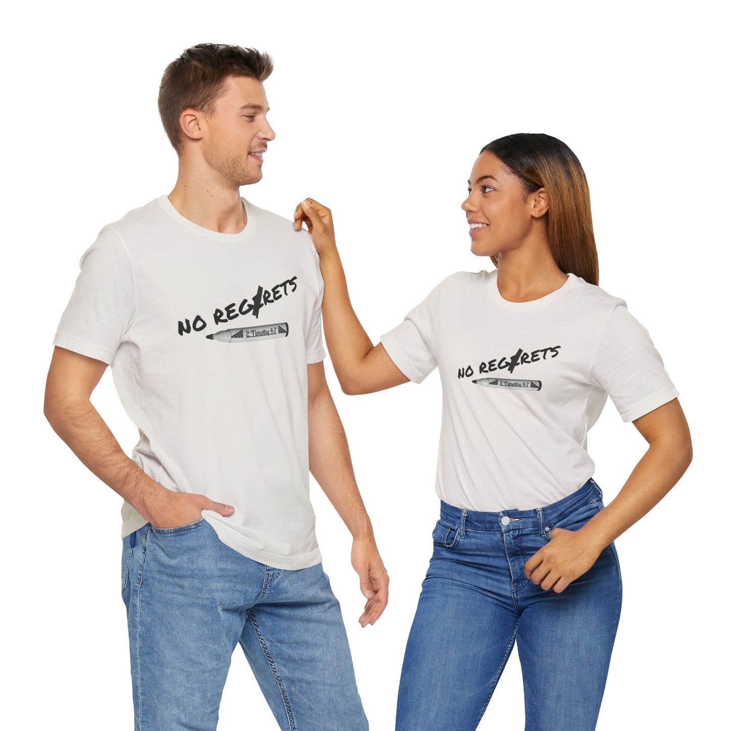 Inspirational Unisex Short Sleeve Tee - No Regrets Design - T-Shirts