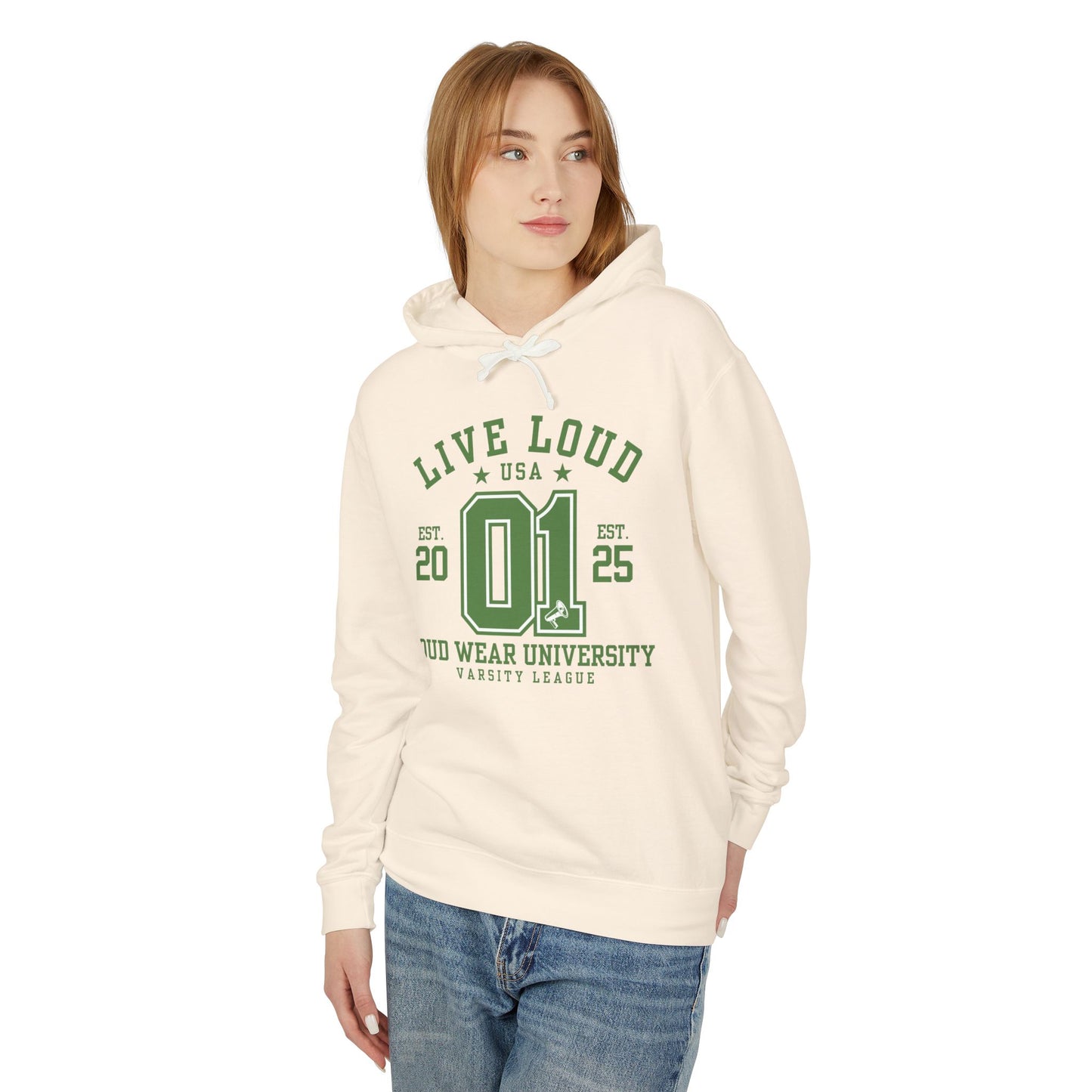 Live Loud Varsity - Lightweight Hooded Sweatshirt - Loud Wear