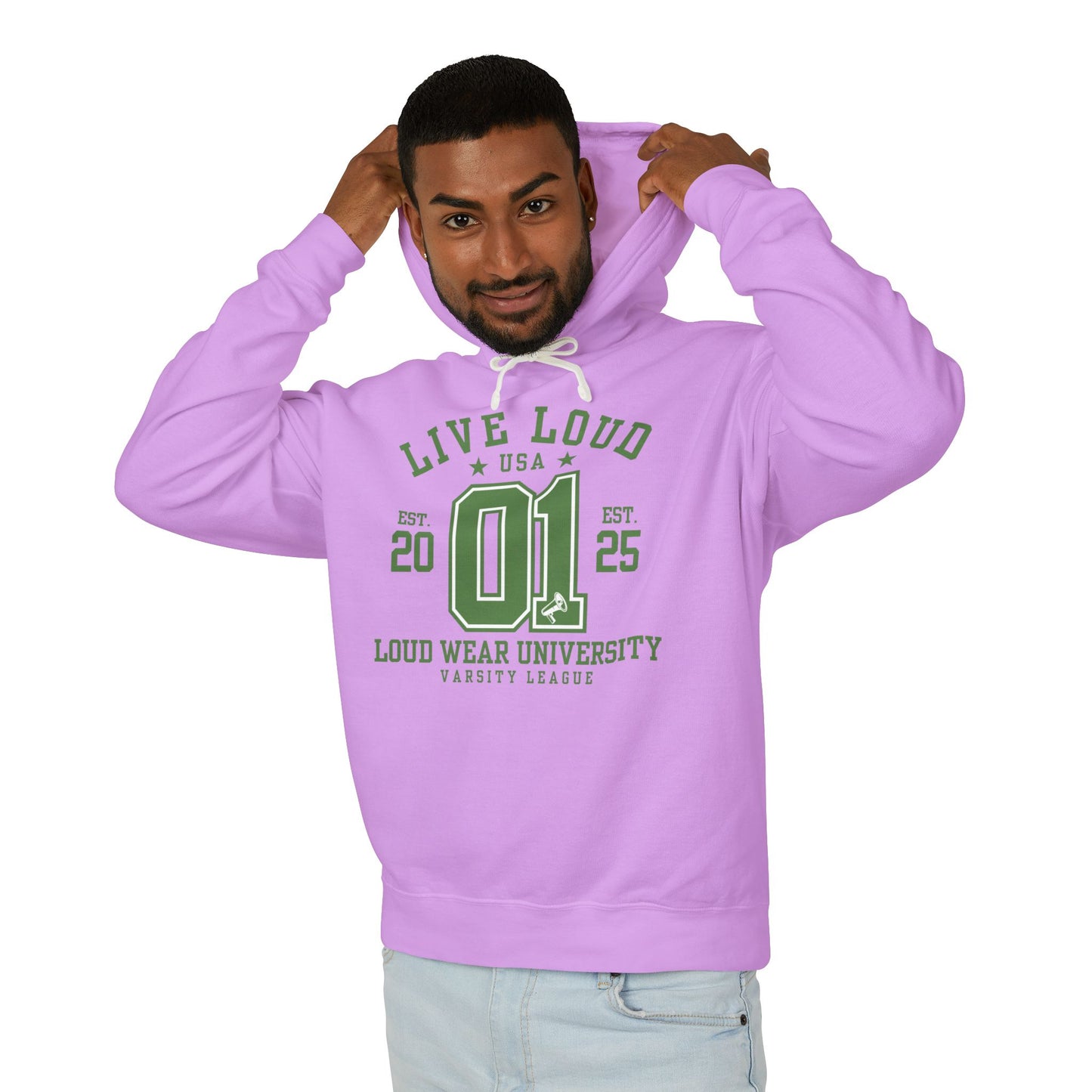 Live Loud Varsity - Lightweight Hooded Sweatshirt - Loud Wear