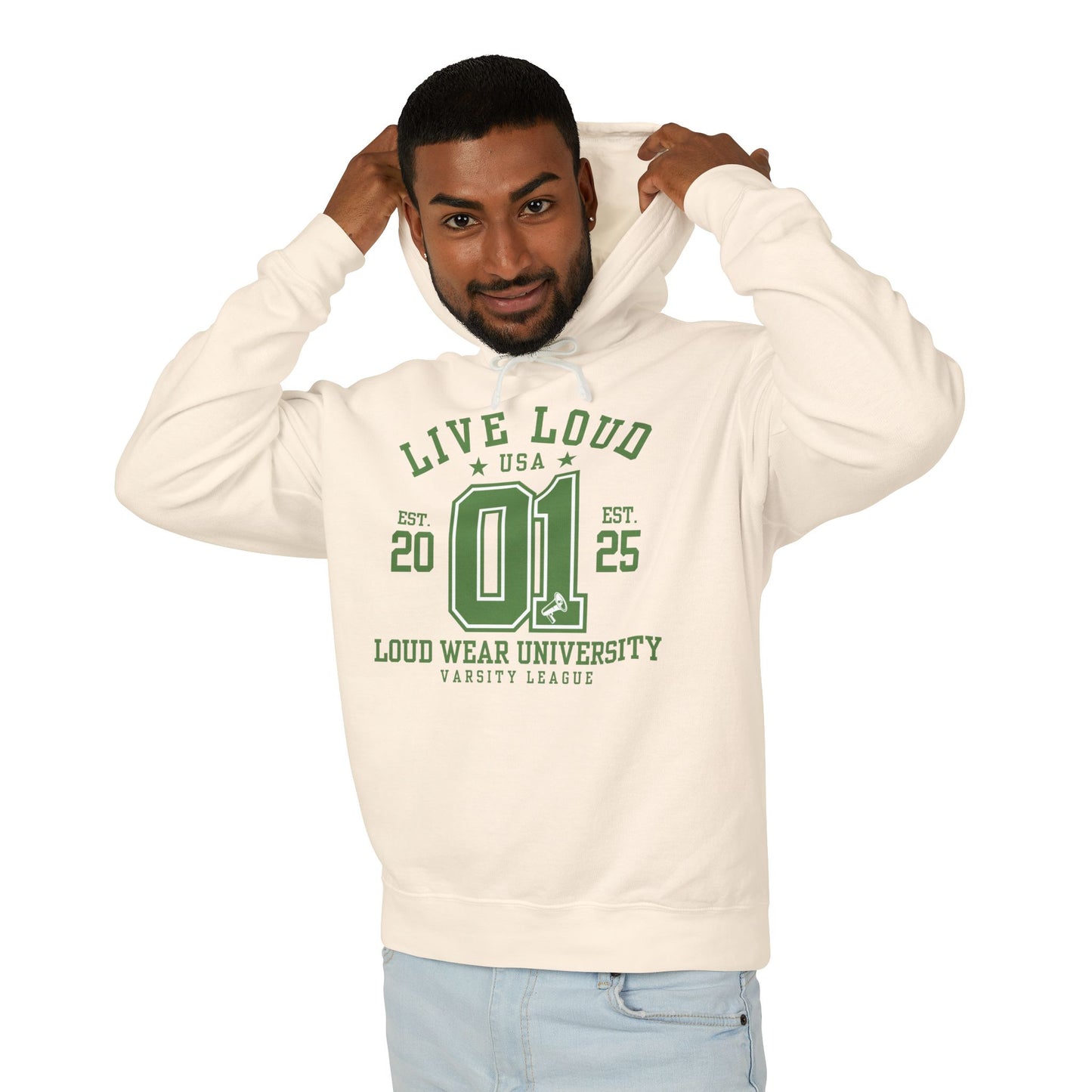 Live Loud Varsity - Lightweight Hooded Sweatshirt - Loud Wear