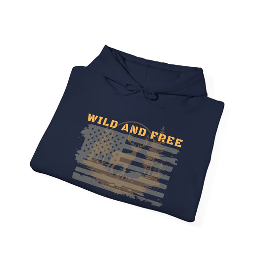 Hoodie - Wild and Free Patriotic American Flag Nature Design