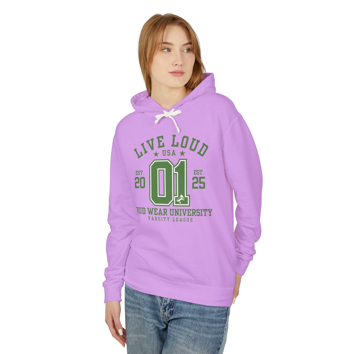 Live Loud Varsity - Lightweight Hooded Sweatshirt - Loud Wear