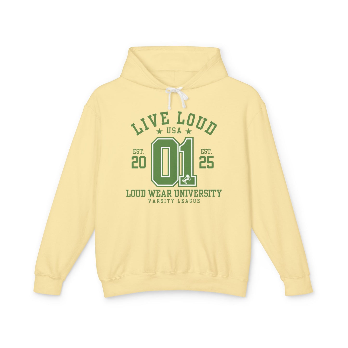 Live Loud Varsity - Lightweight Hooded Sweatshirt - Loud Wear